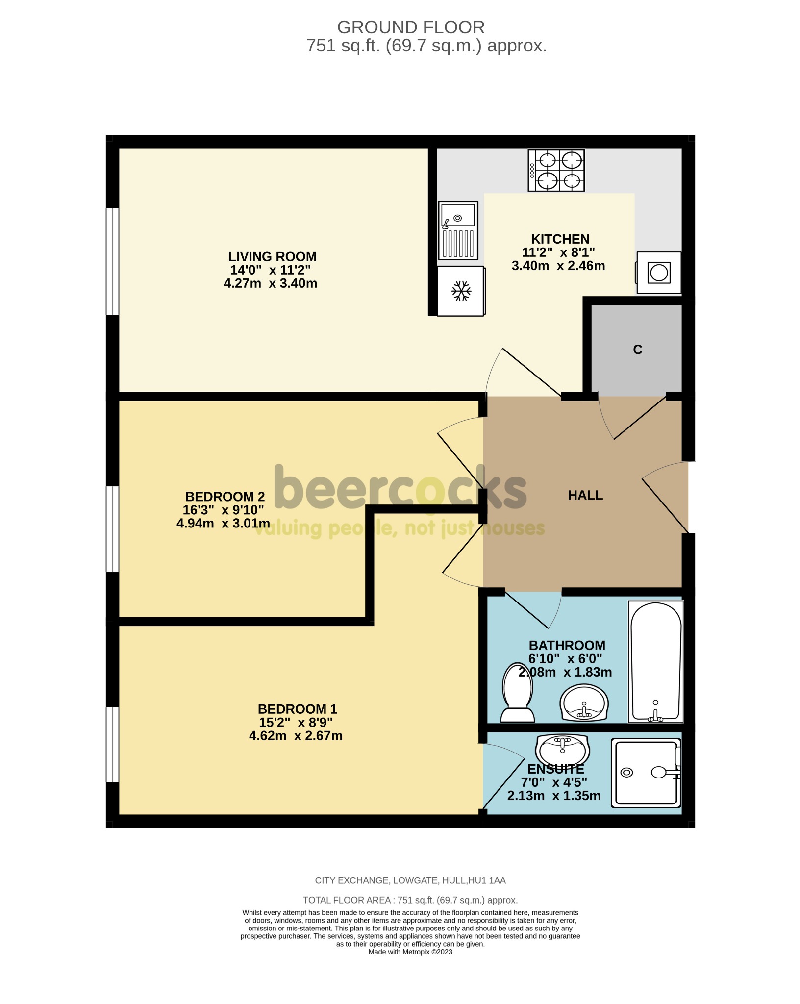 2 bed flat for sale in Lowgate, Hull - Property Floorplan