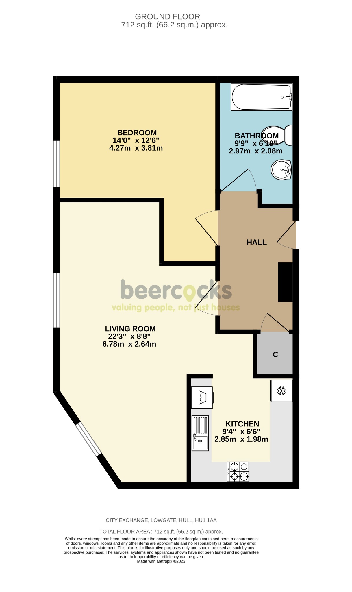1 bed flat for sale in Lowgate, Hull - Property Floorplan