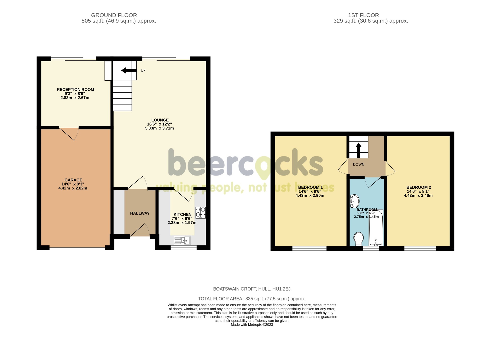 2 bed terraced house for sale in Boatswain Croft, Hull - Property Floorplan