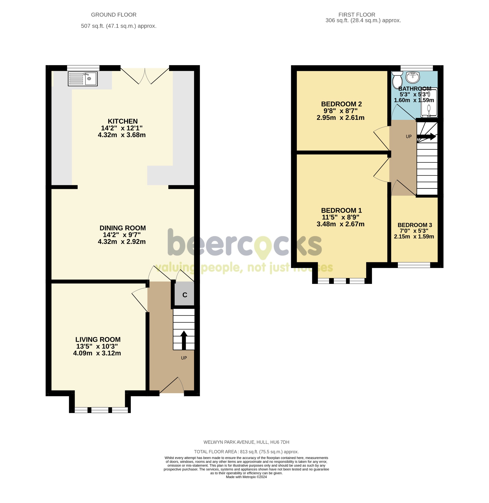 3 bed terraced house for sale in Welwyn Park Avenue, Hull - Property Floorplan