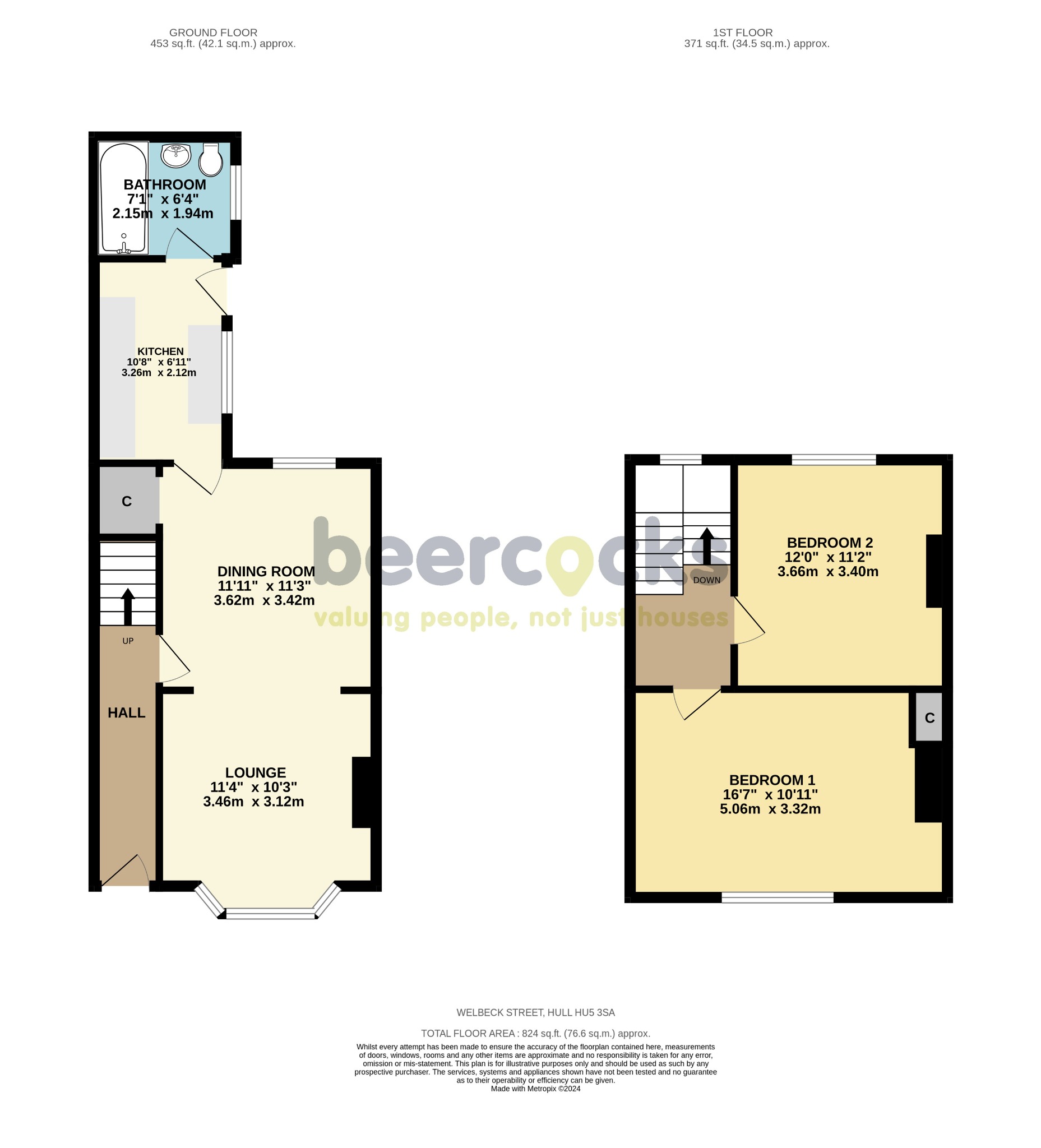 2 bed terraced house for sale in Welbeck Street, Hull - Property Floorplan