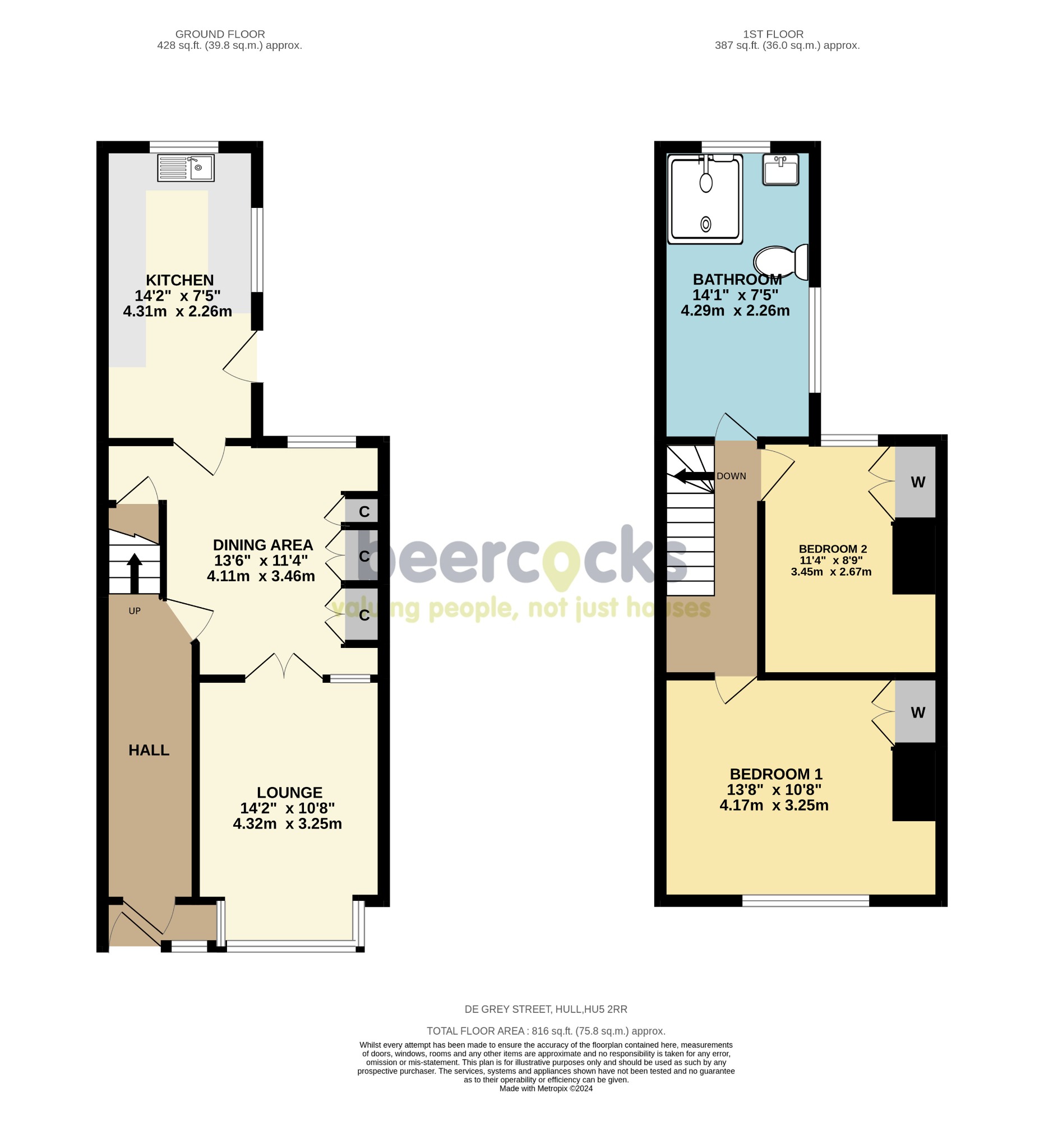 2 bed terraced house for sale in De Grey Street, Hull - Property Floorplan