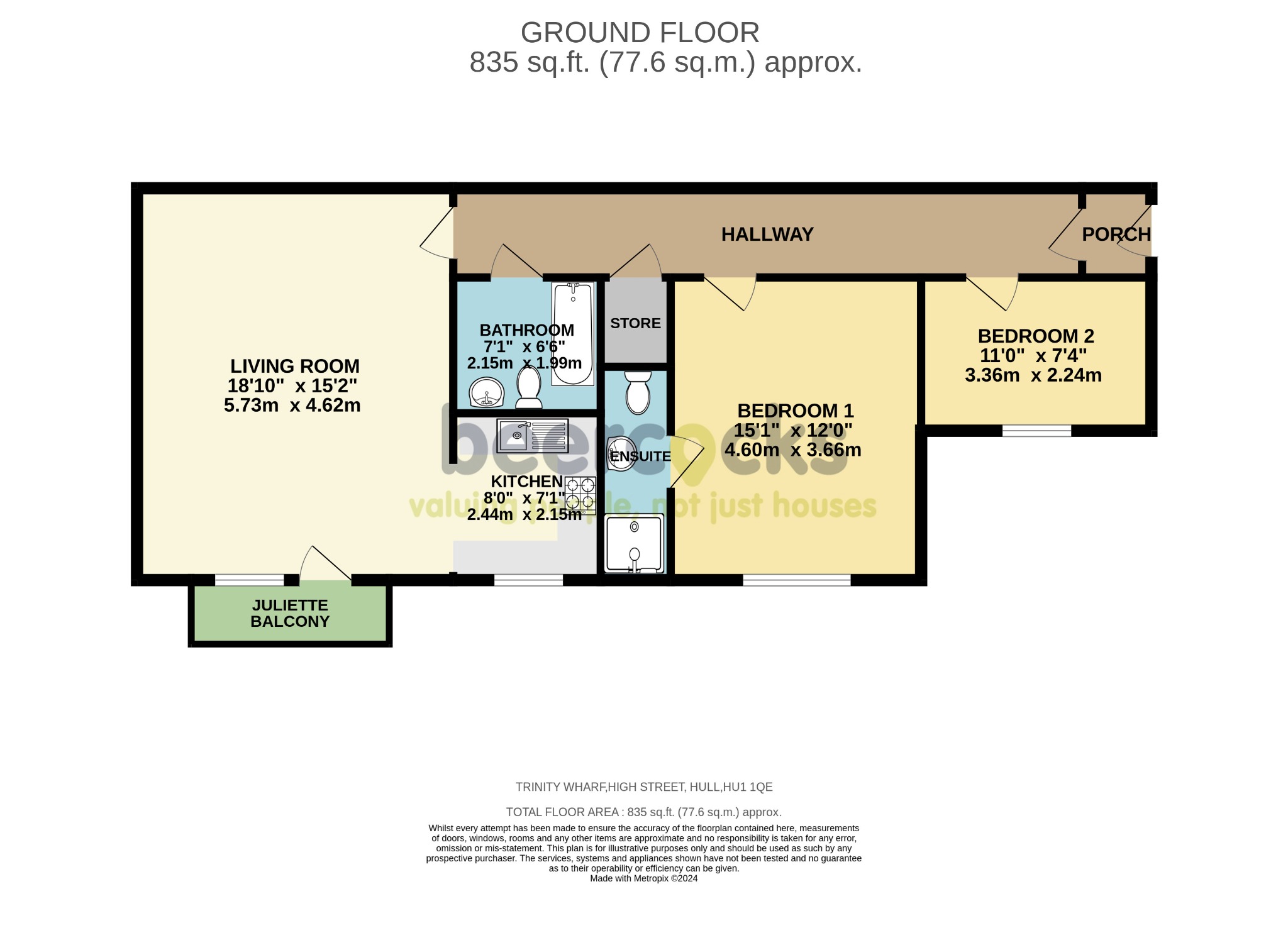 2 bed flat for sale in Trinity Wharf, Hull - Property Floorplan