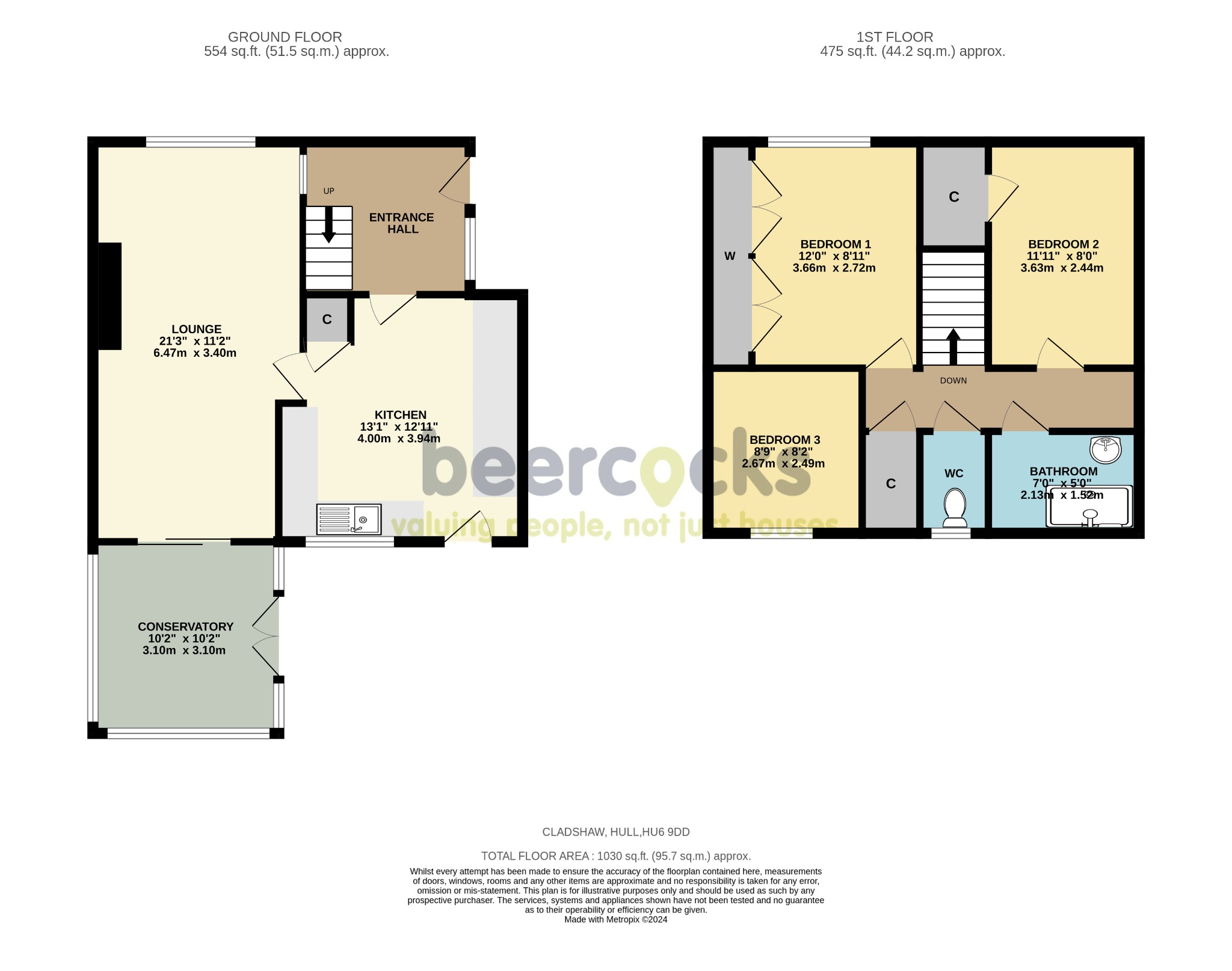 3 bed end of terrace house for sale in Cladshaw, Hull - Property Floorplan