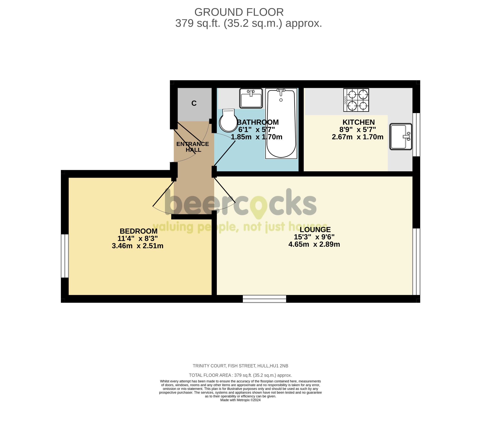 1 bed flat for sale in Fish Street, Hull - Property Floorplan
