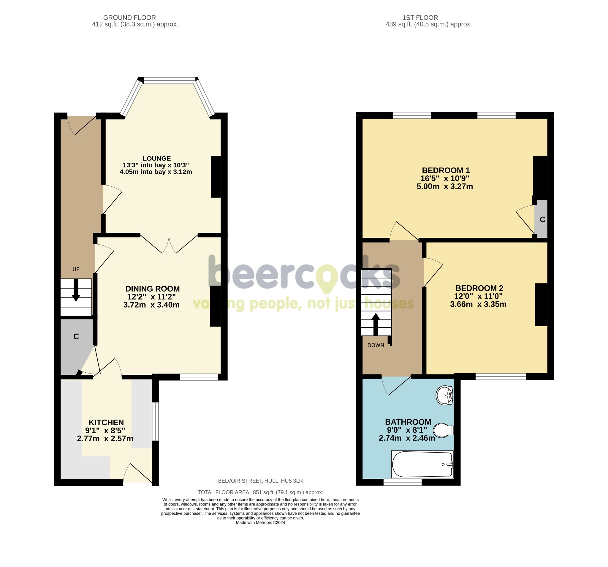 2 bed terraced house for sale in Belvoir Street, Hull - Property Floorplan