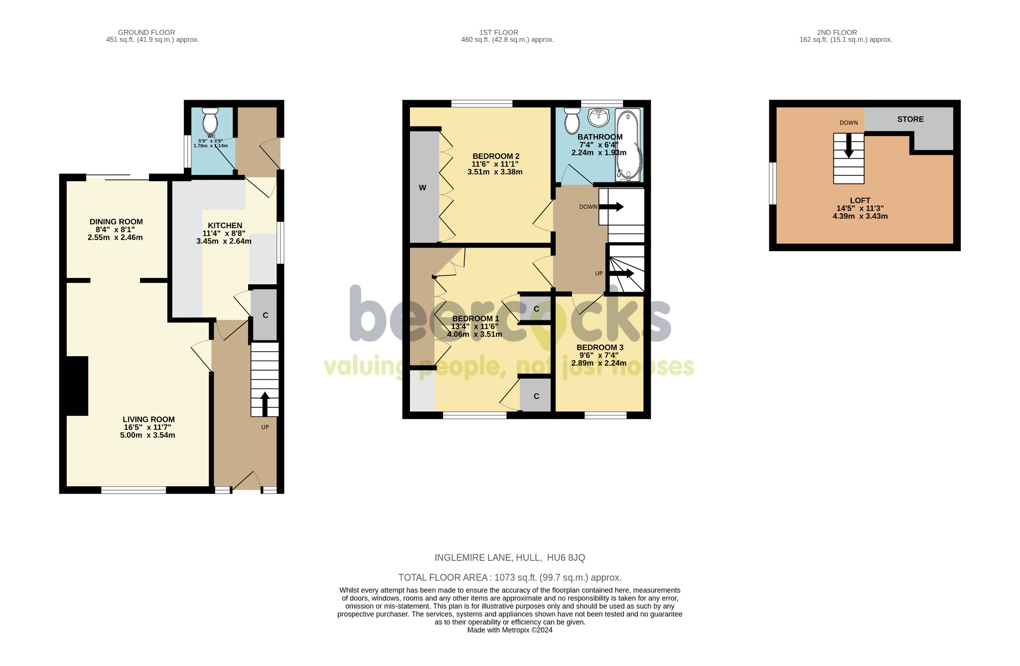3 bed semi-detached house for sale in Inglemire Lane, Hull - Property Floorplan