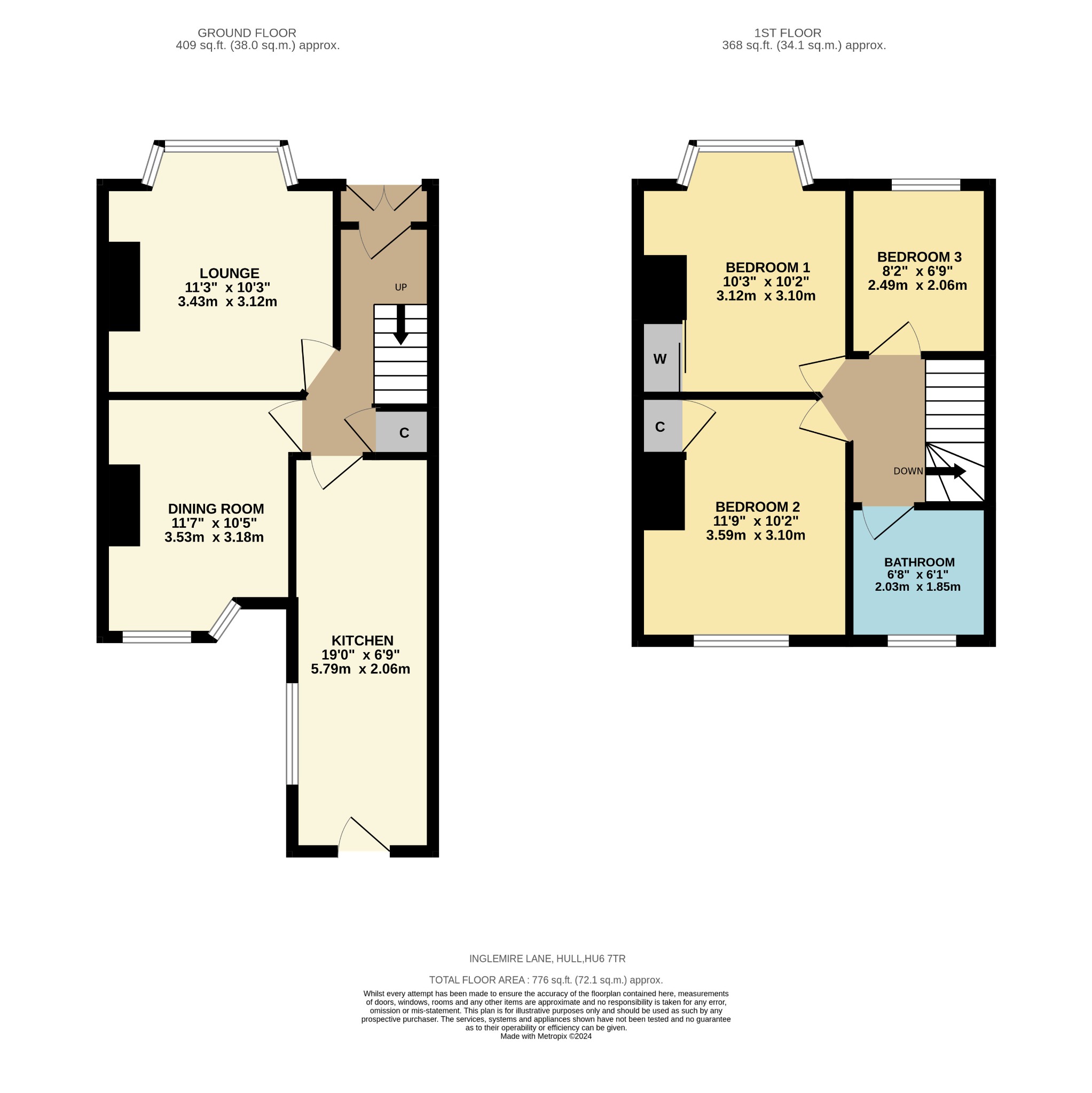3 bed terraced house for sale in Inglemire Lane, Hull - Property Floorplan