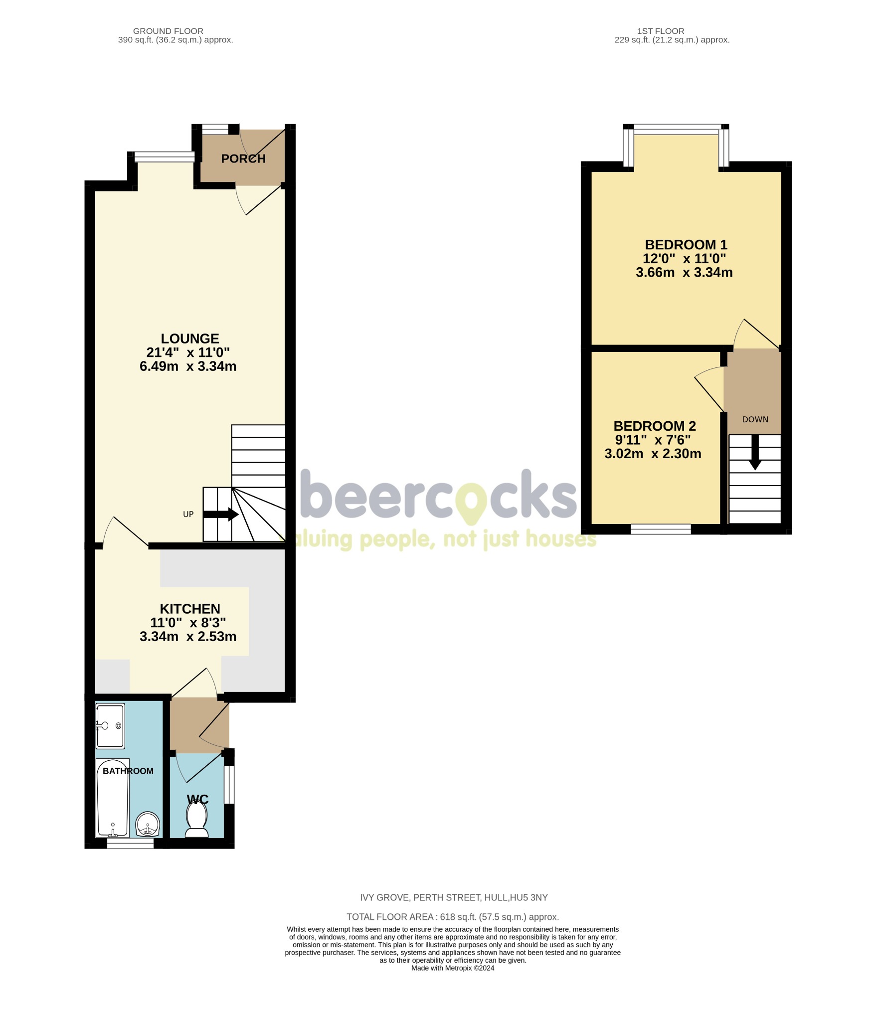 2 bed end of terrace house for sale in Perth Street, Hull - Property Floorplan