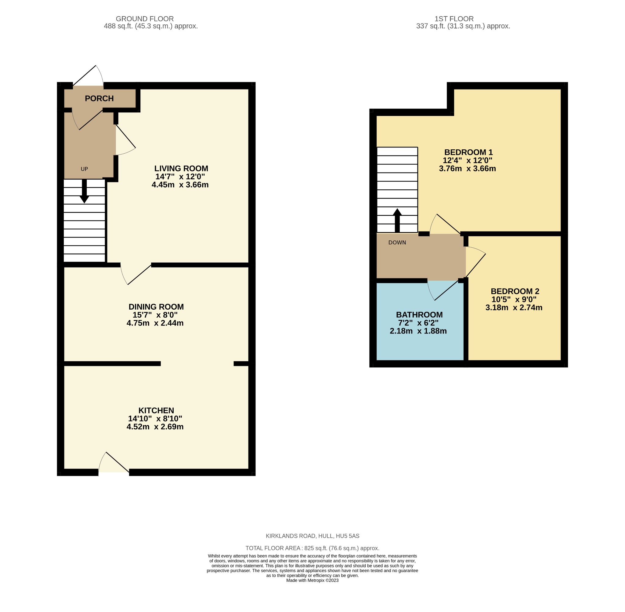 2 bed terraced house for sale in Kirklands Road, Hull - Property Floorplan