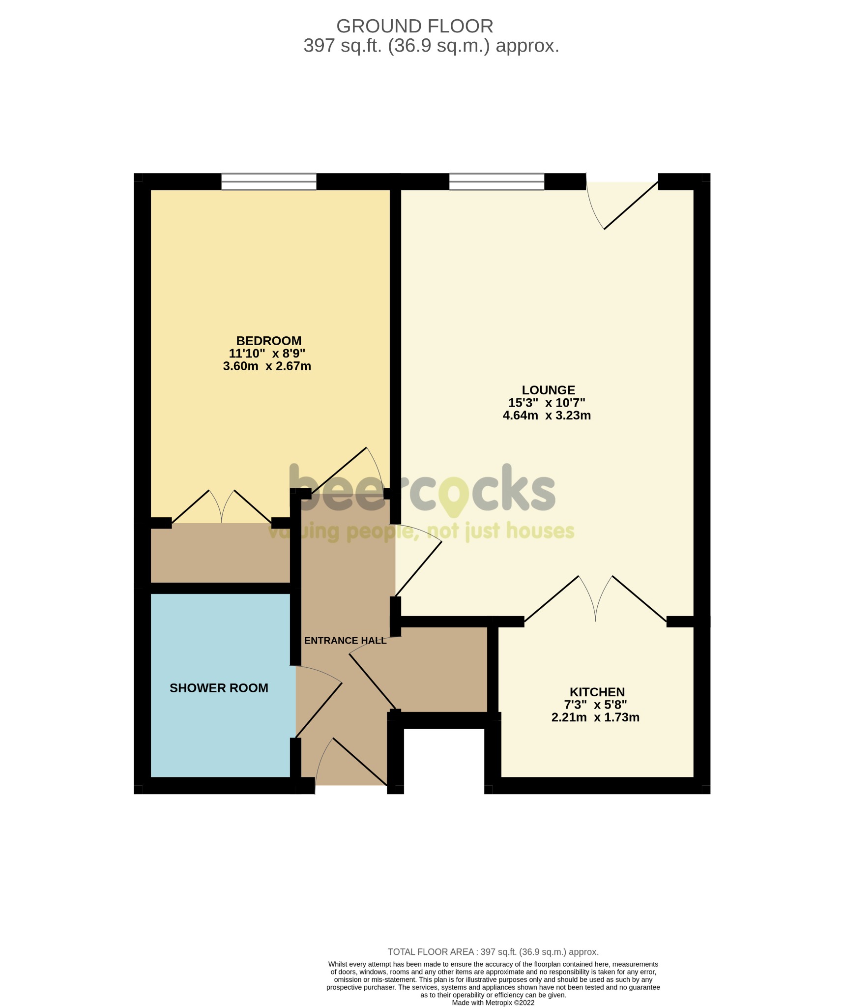 1 bed ground floor flat for sale in West End, North Ferriby - Property Floorplan