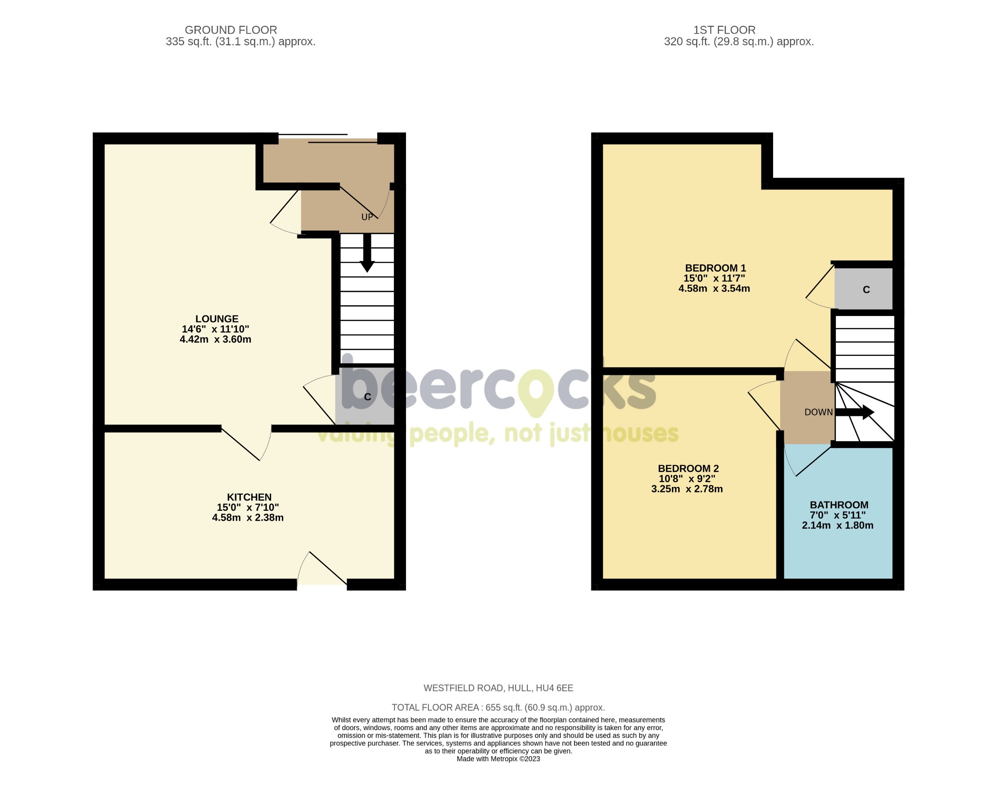2 bed terraced house for sale in Westfield Road, Hull - Property Floorplan