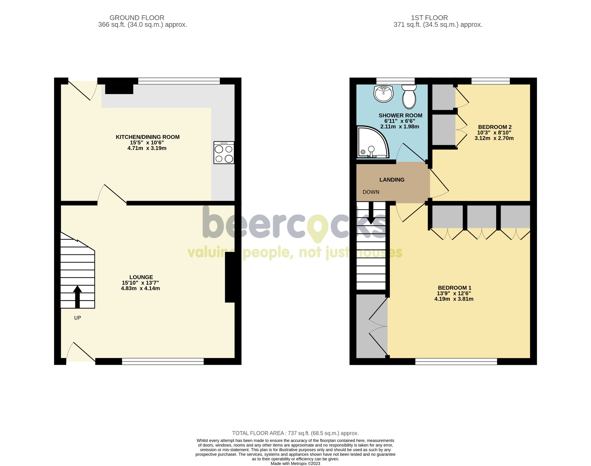 2 bed terraced house for sale in The Moorings, North Ferriby - Property Floorplan