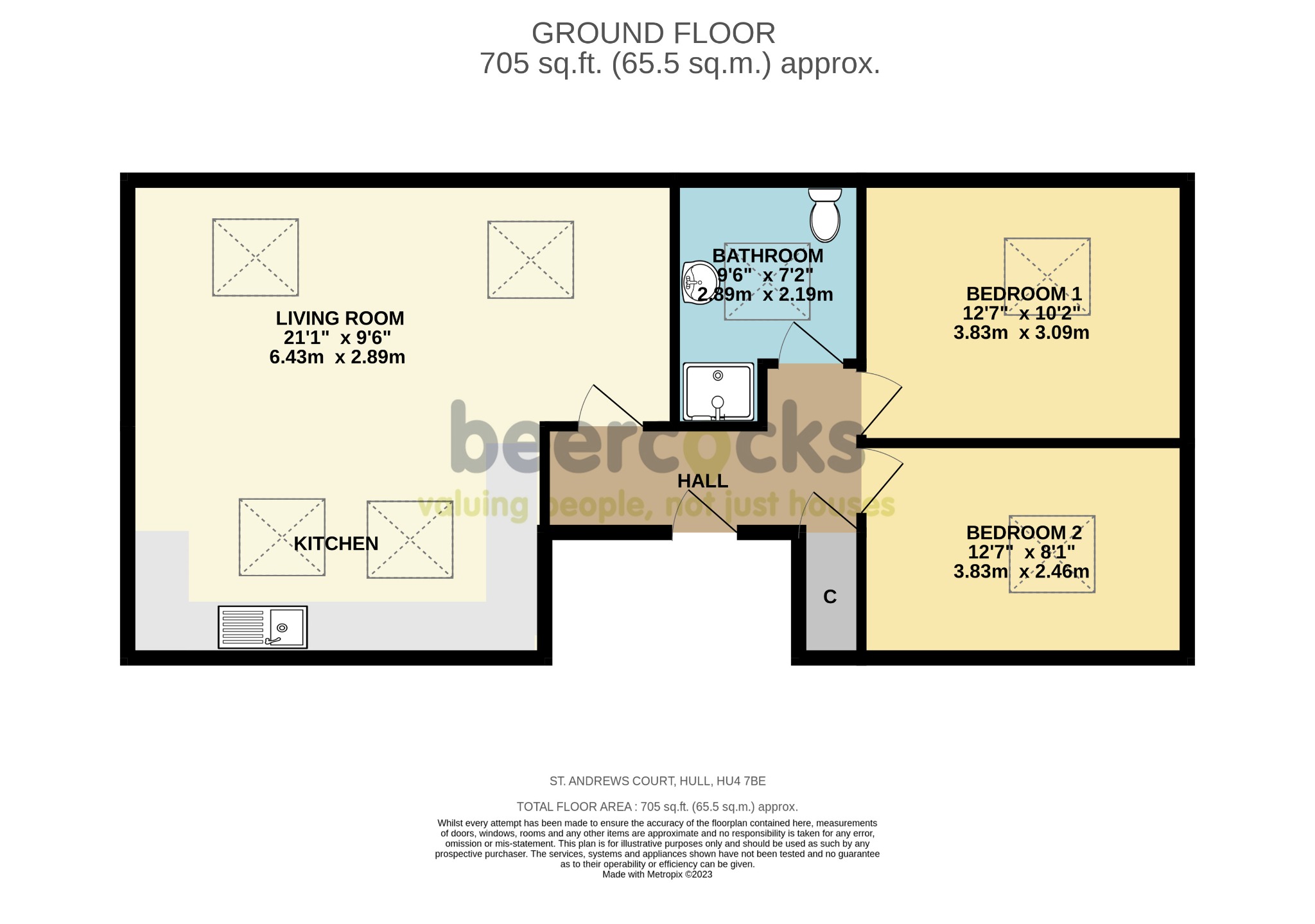 2 bed flat for sale in St Andrews Court, Hull - Property Floorplan