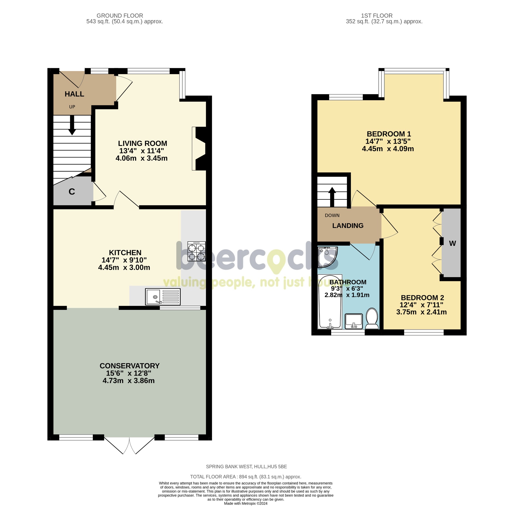 2 bed terraced house for sale in Spring Bank West, Hull - Property Floorplan