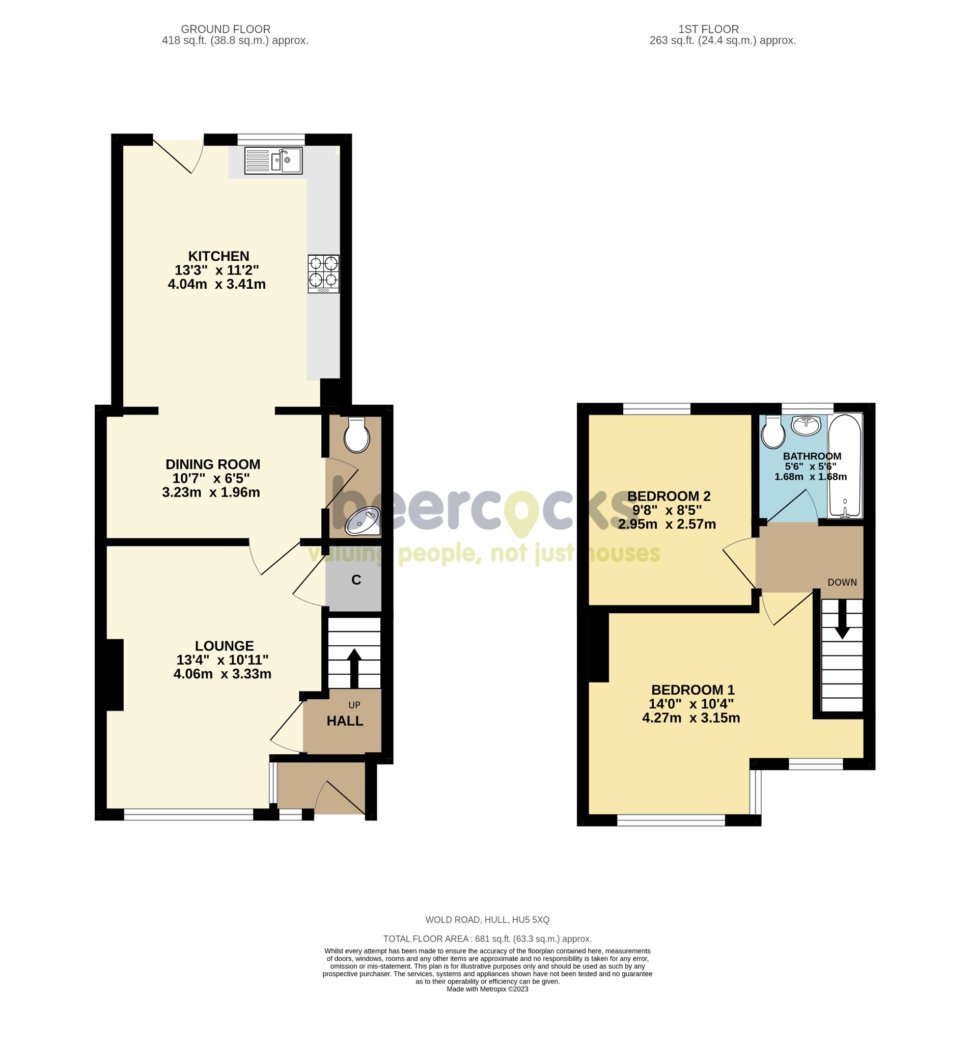 2 bed terraced house for sale in Wold Road, Hull - Property Floorplan