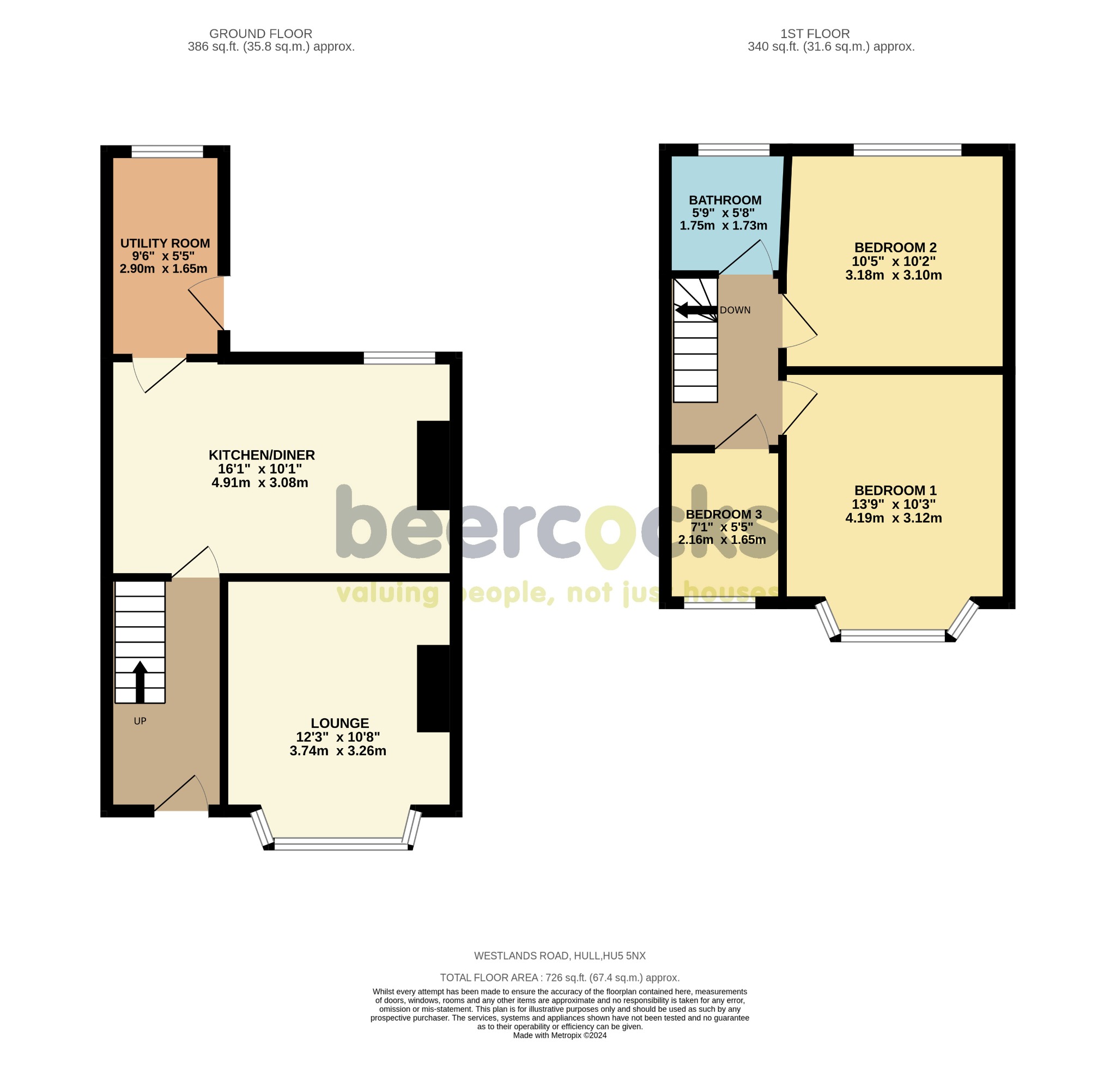 3 bed terraced house for sale in Westlands Road, Hull - Property Floorplan