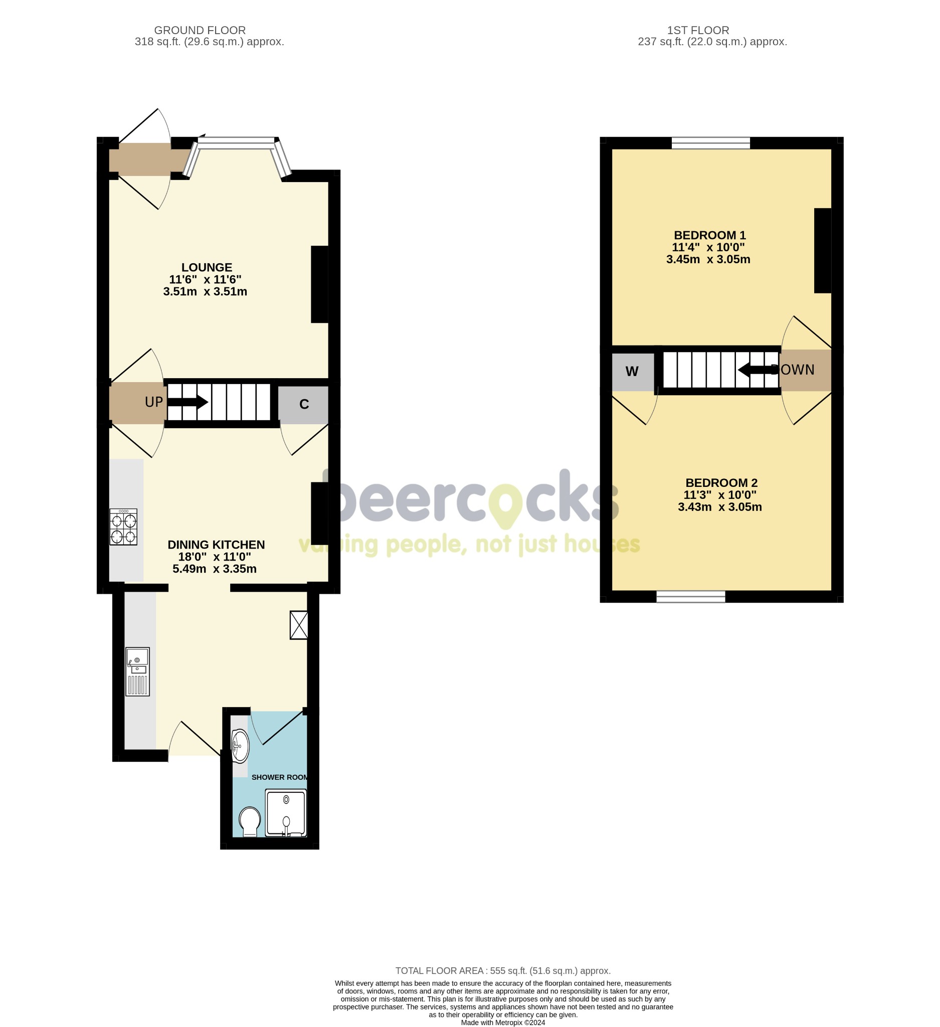 2 bed terraced house for sale in Brickyard Cottages, North Ferriby - Property Floorplan