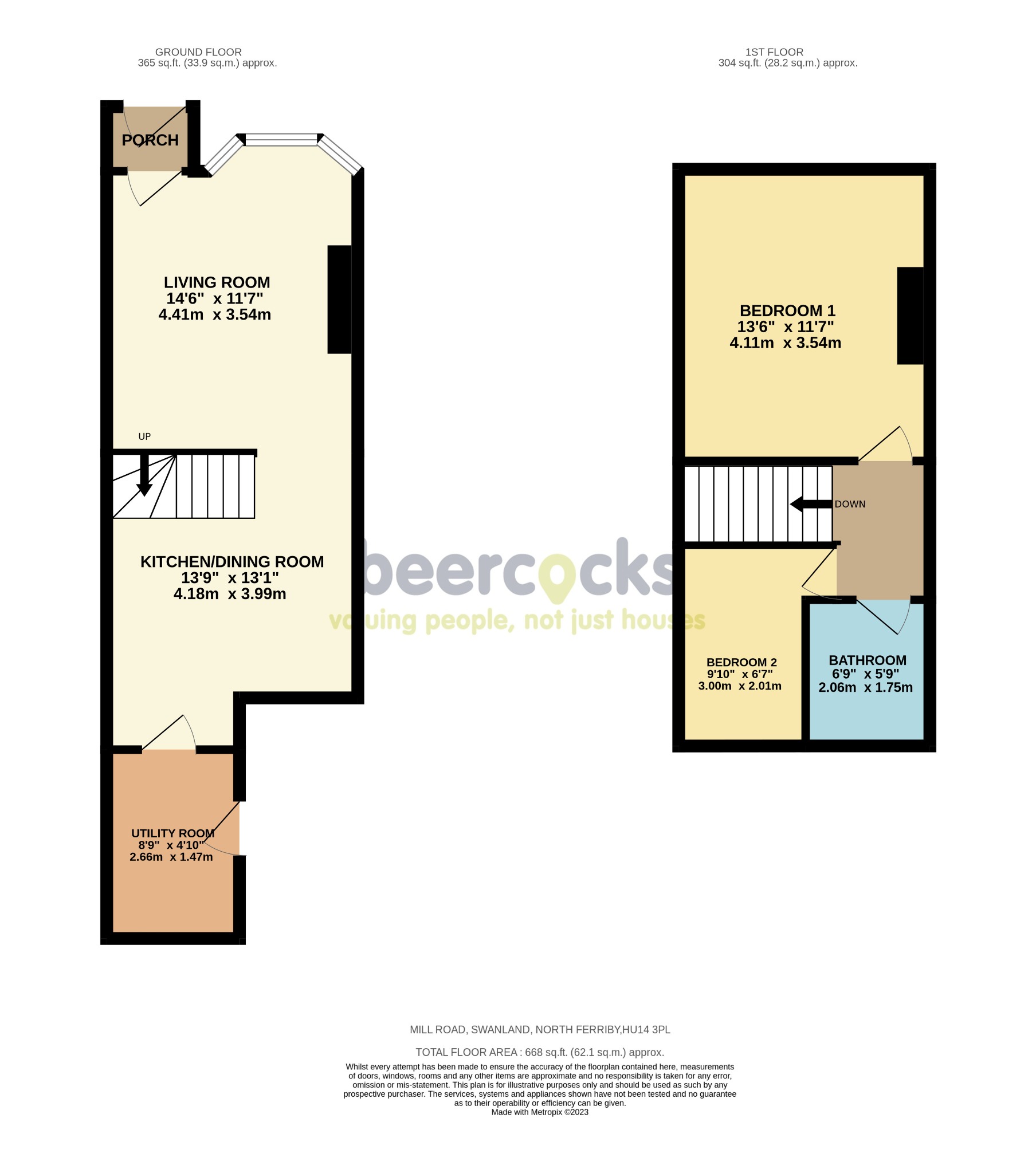 2 bed end of terrace house for sale in Mill Road, North Ferriby - Property Floorplan