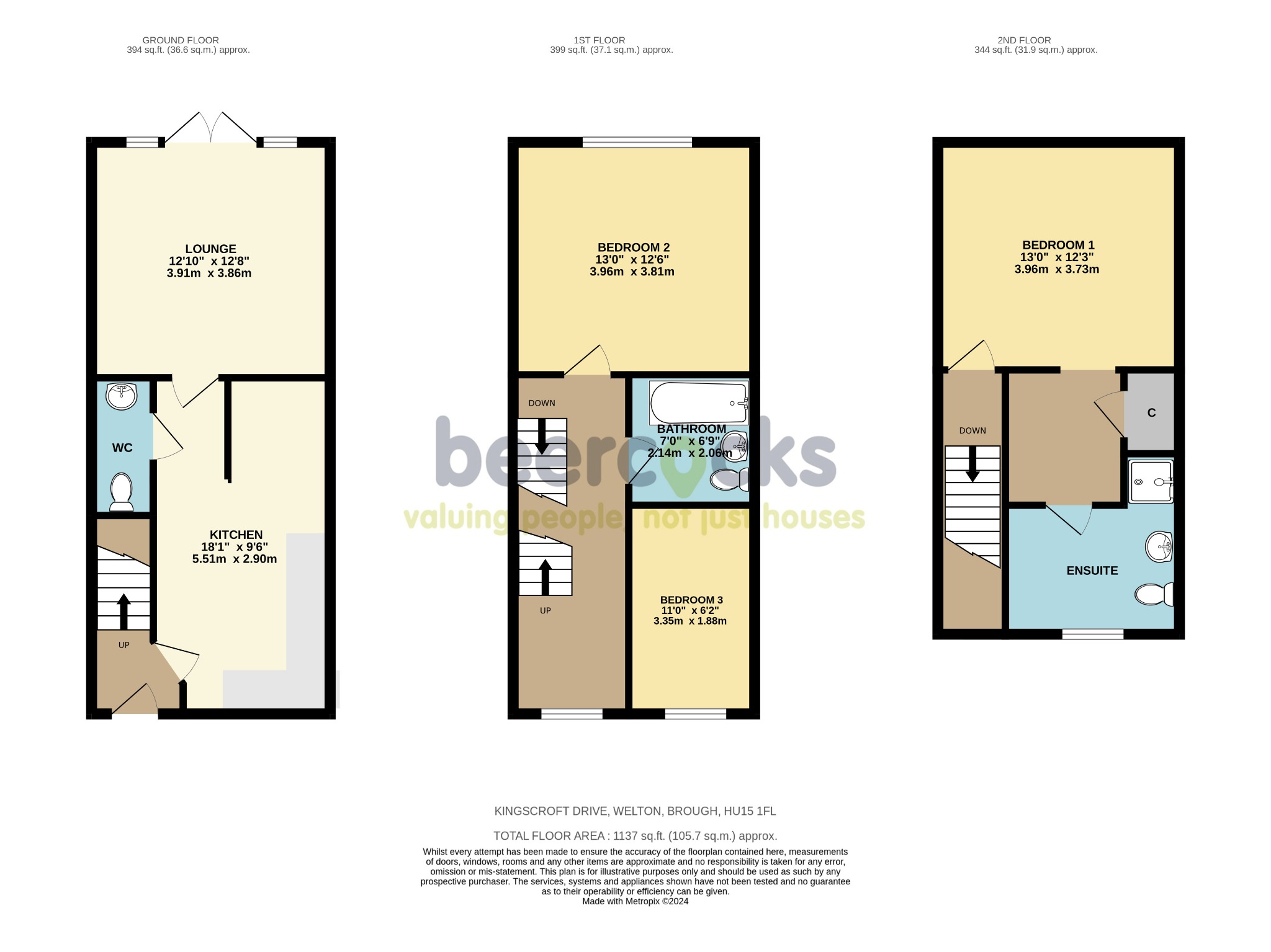 3 bed semi-detached house for sale in Kingscroft Drive, Brough - Property Floorplan