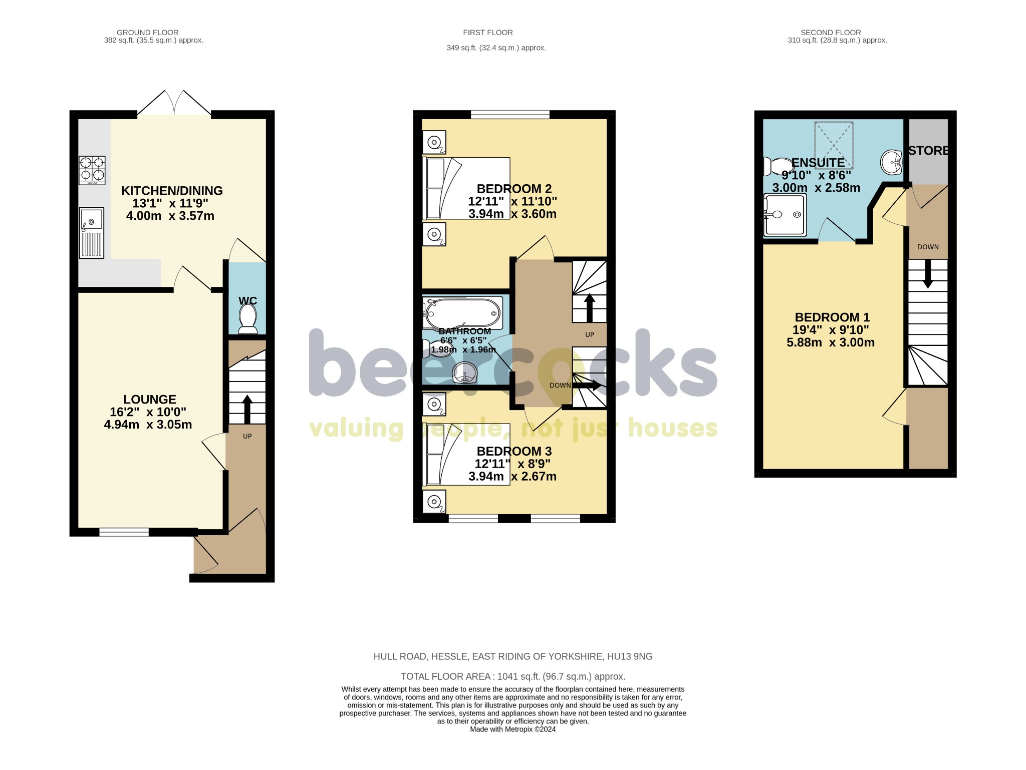 3 bed terraced house for sale in Hull Road, Hessle - Property Floorplan