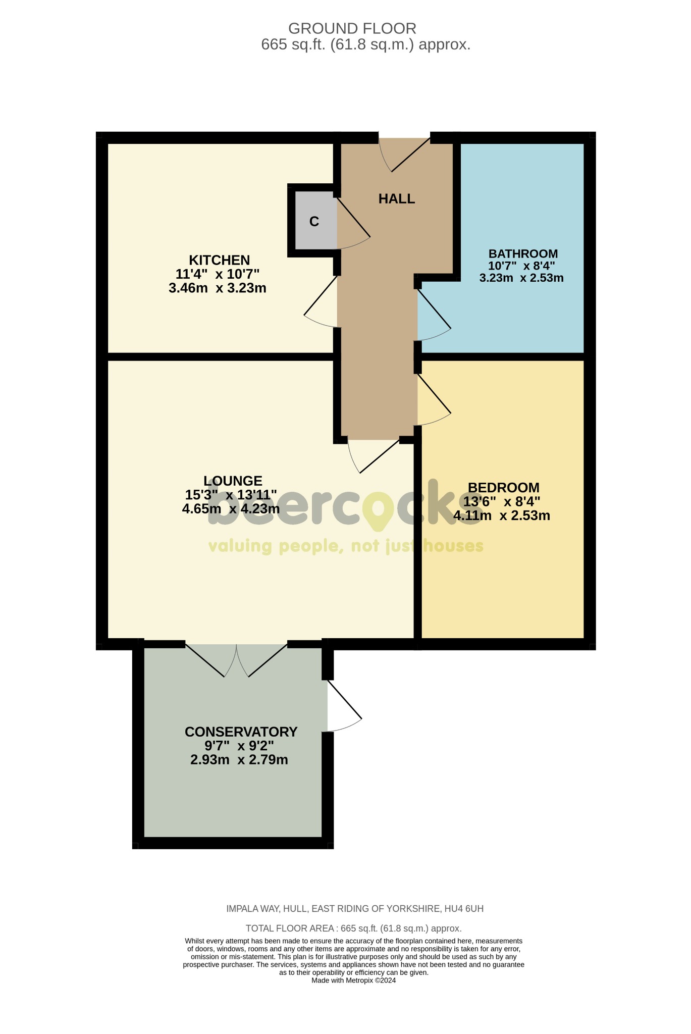 1 bed semi-detached bungalow for sale in Impala Way, Hull - Property Floorplan