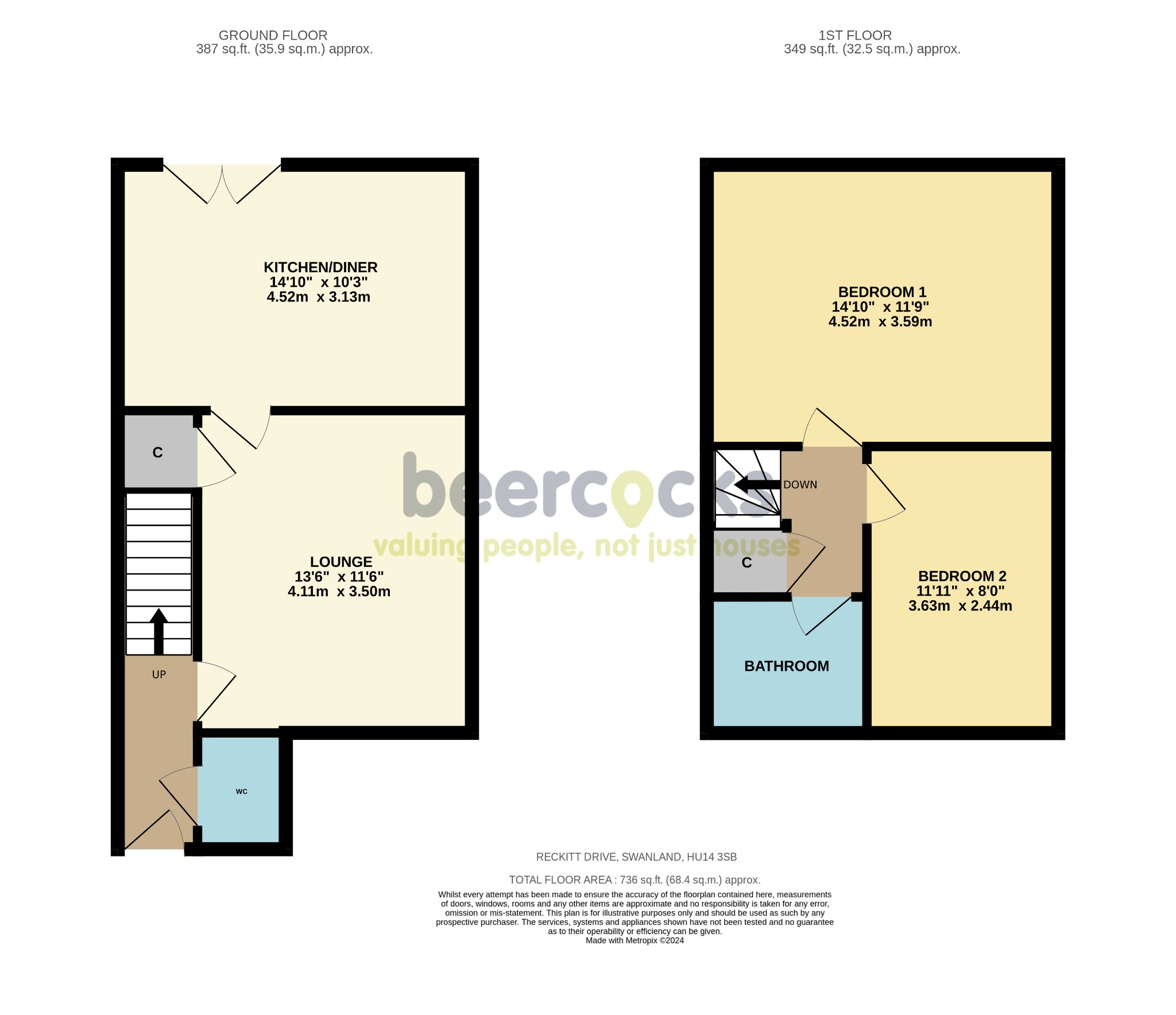 2 bed semi-detached house for sale in Reckitt Drive, North Ferriby - Property Floorplan