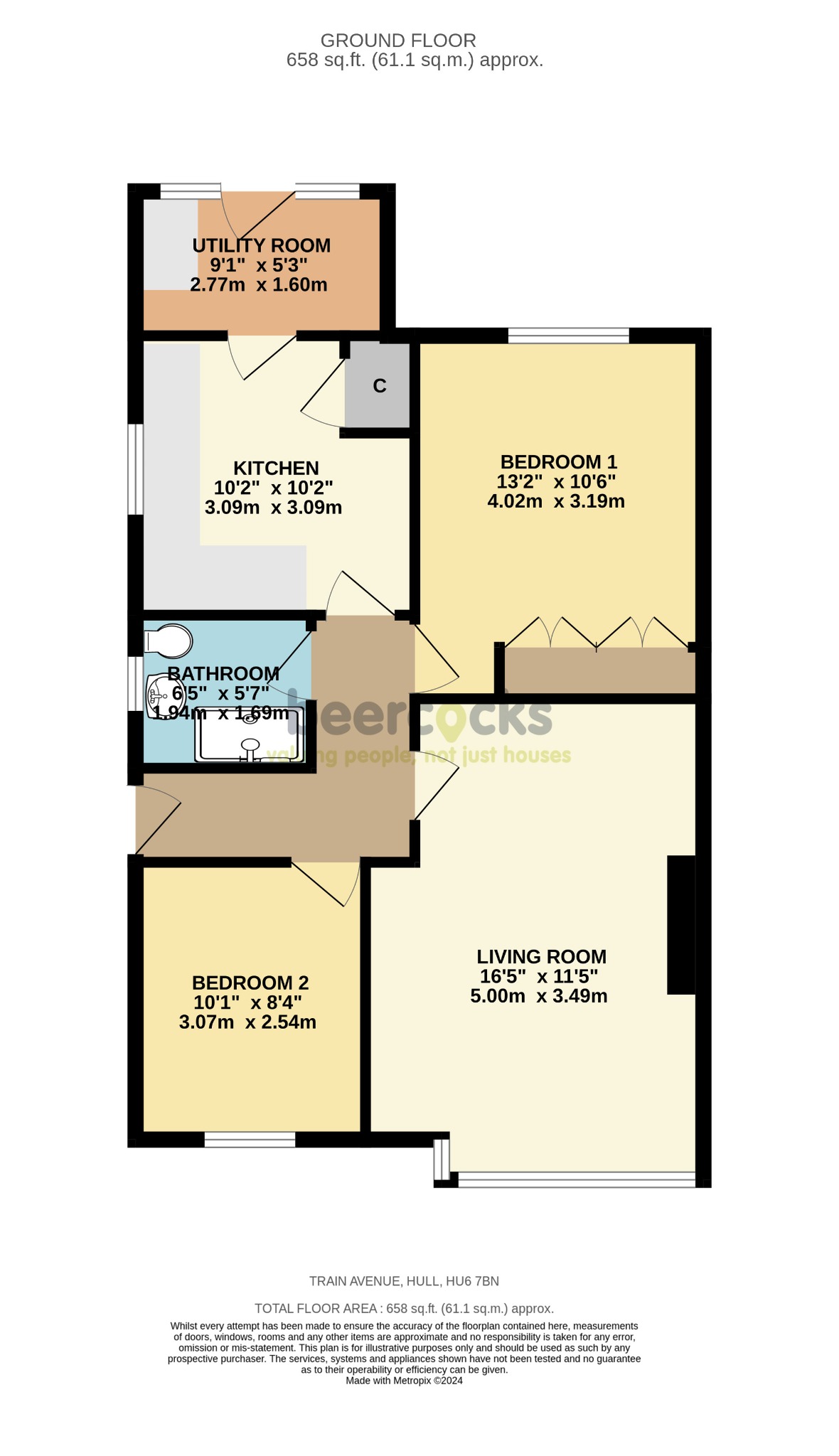 2 bed semi-detached bungalow for sale in Train Avenue, Hull - Property Floorplan