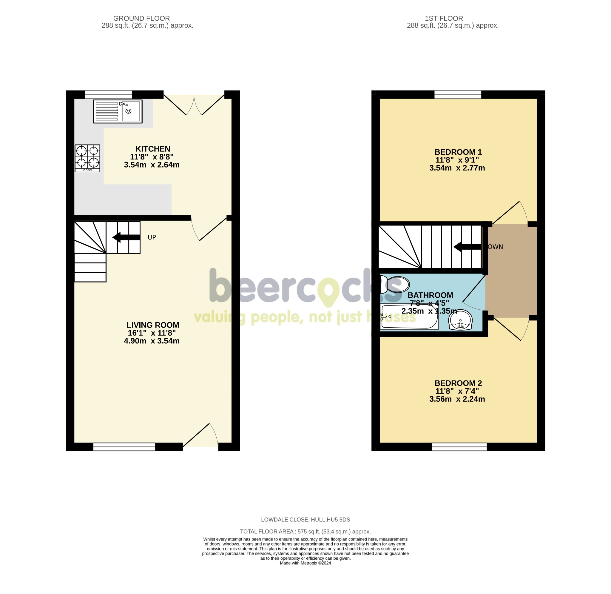 2 bed terraced house for sale in Lowdale Close, Hull - Property Floorplan