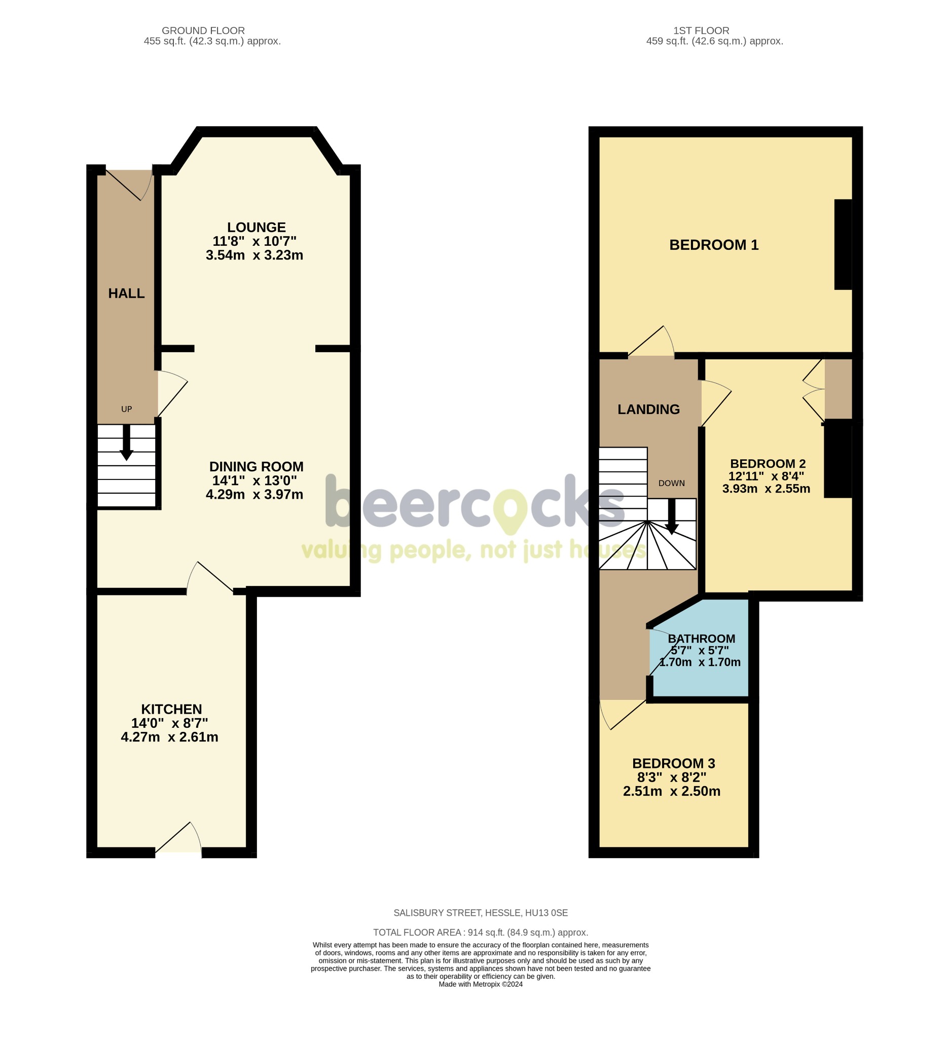 3 bed terraced house for sale in Salisbury Street, Hessle - Property Floorplan