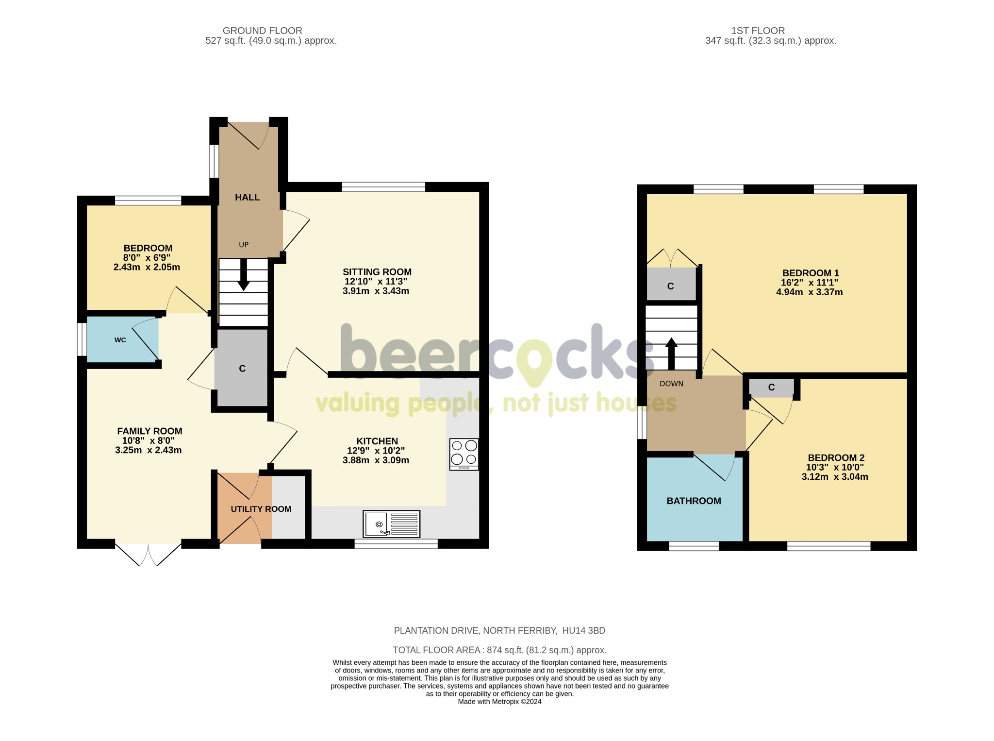 3 bed semi-detached house for sale in Plantation Drive, North Ferriby - Property Floorplan