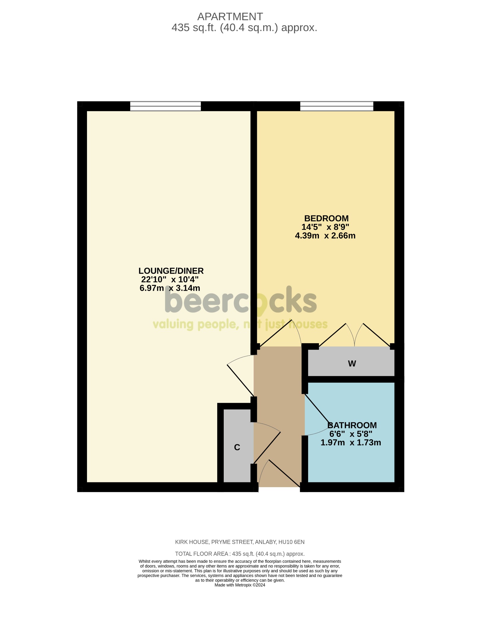 1 bed flat for sale in Pryme Street, Hull - Property Floorplan