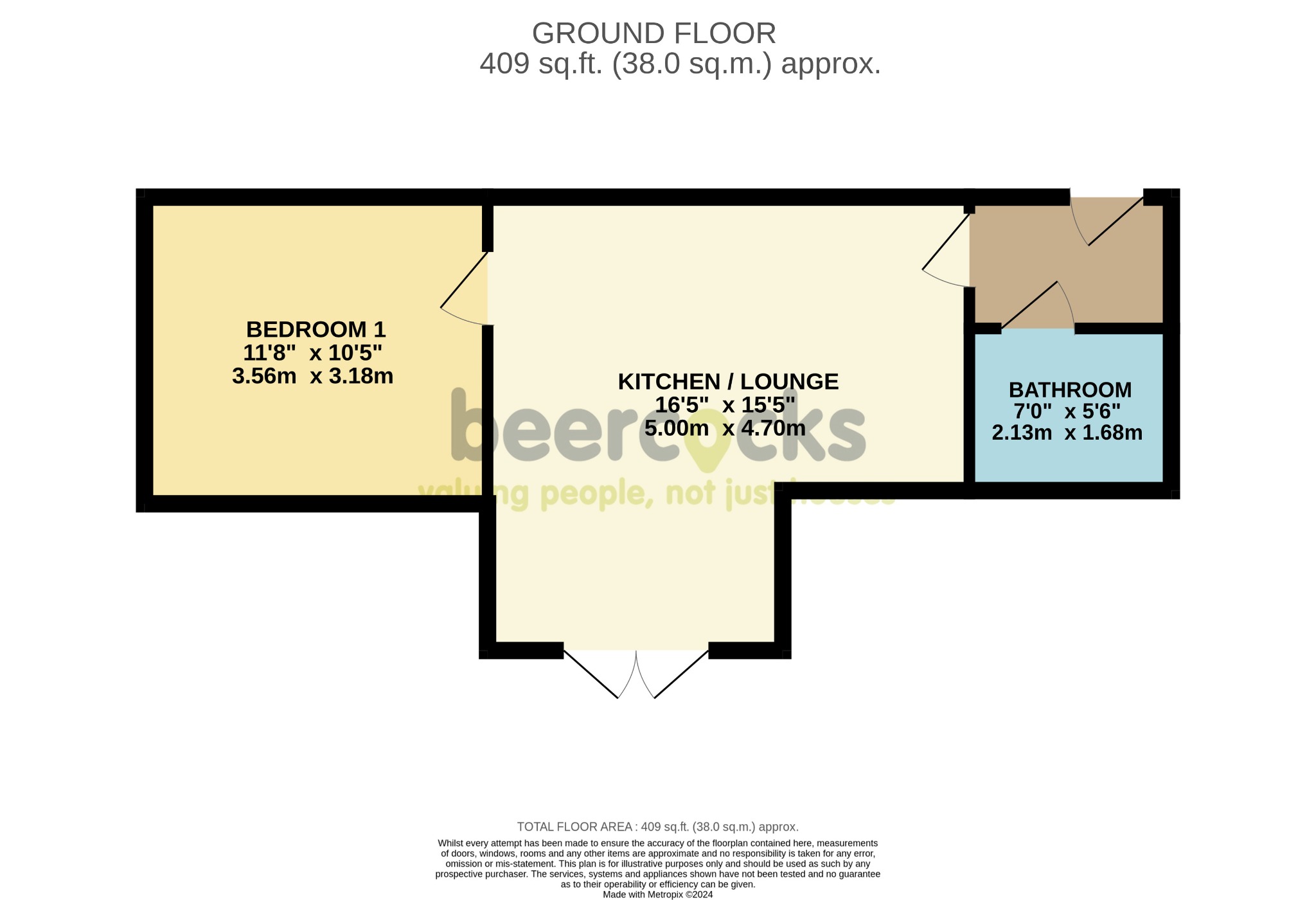 1 bed ground floor flat for sale, Hessle - Property Floorplan