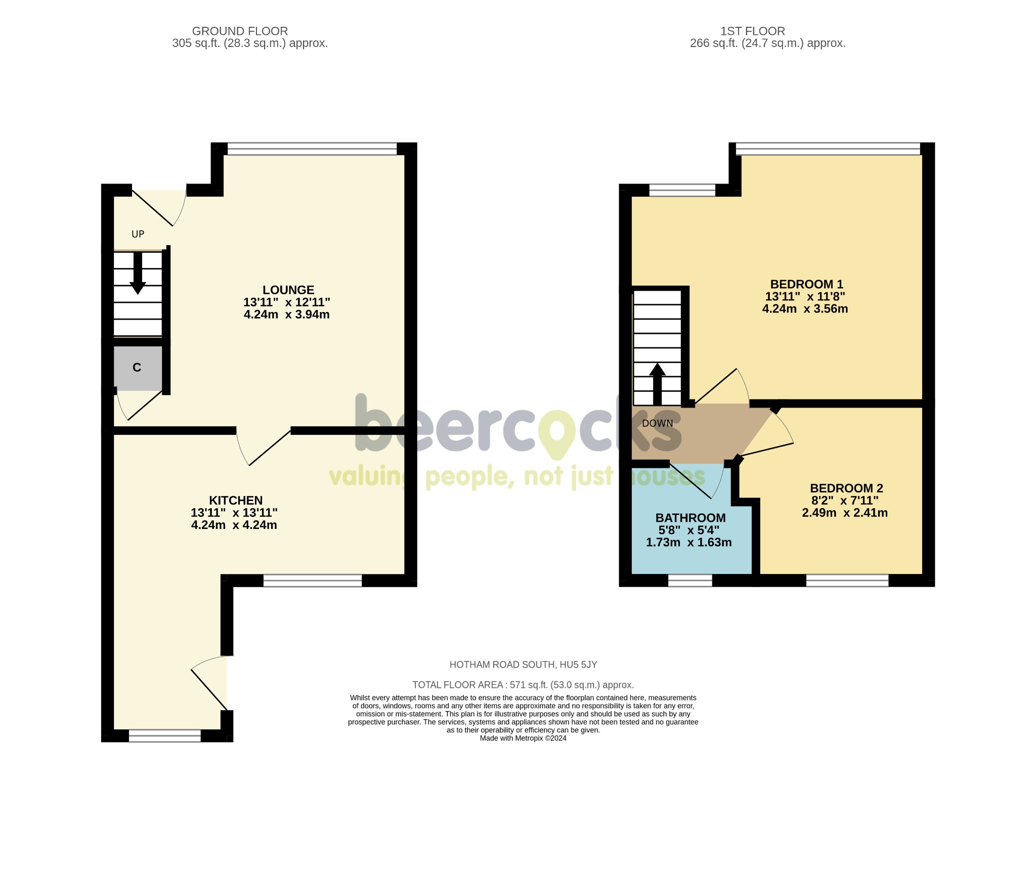 2 bed end of terrace house for sale in Hotham Road South, Hull - Property Floorplan
