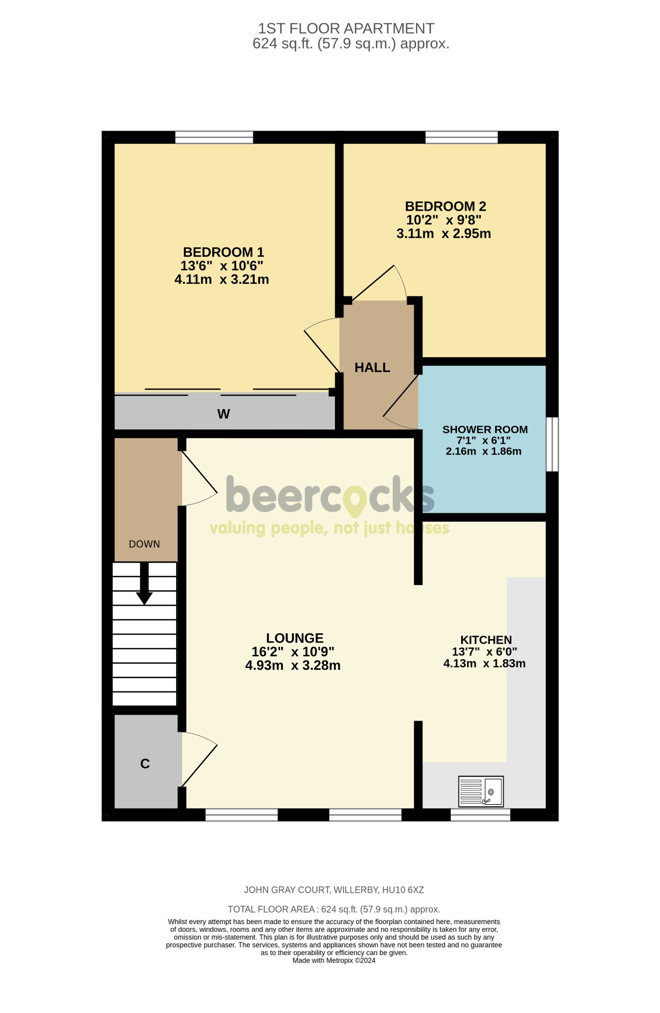 2 bed flat for sale in John Gray Court, Hull - Property Floorplan