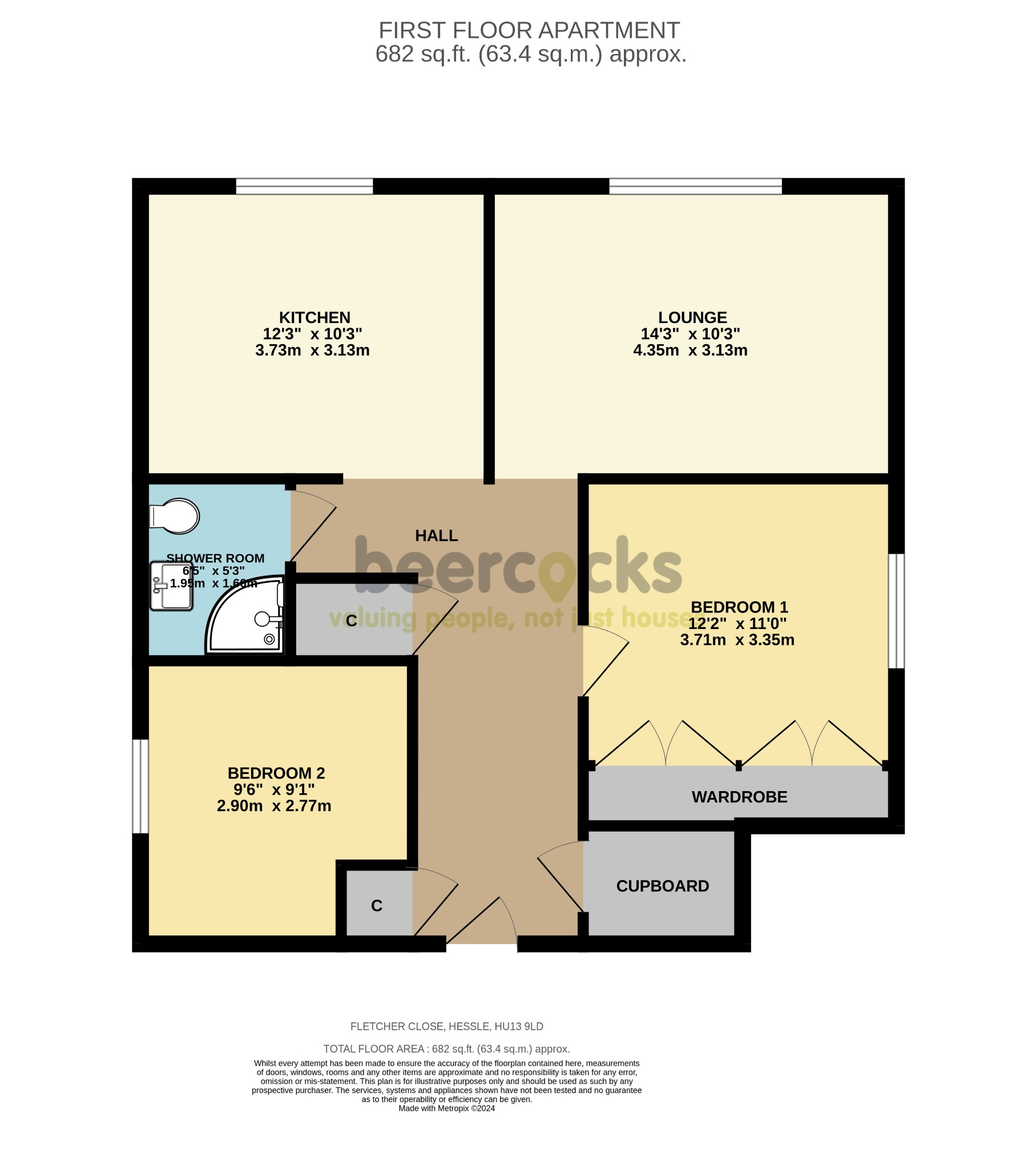2 bed flat for sale in Fletcher Close, Hessle - Property Floorplan