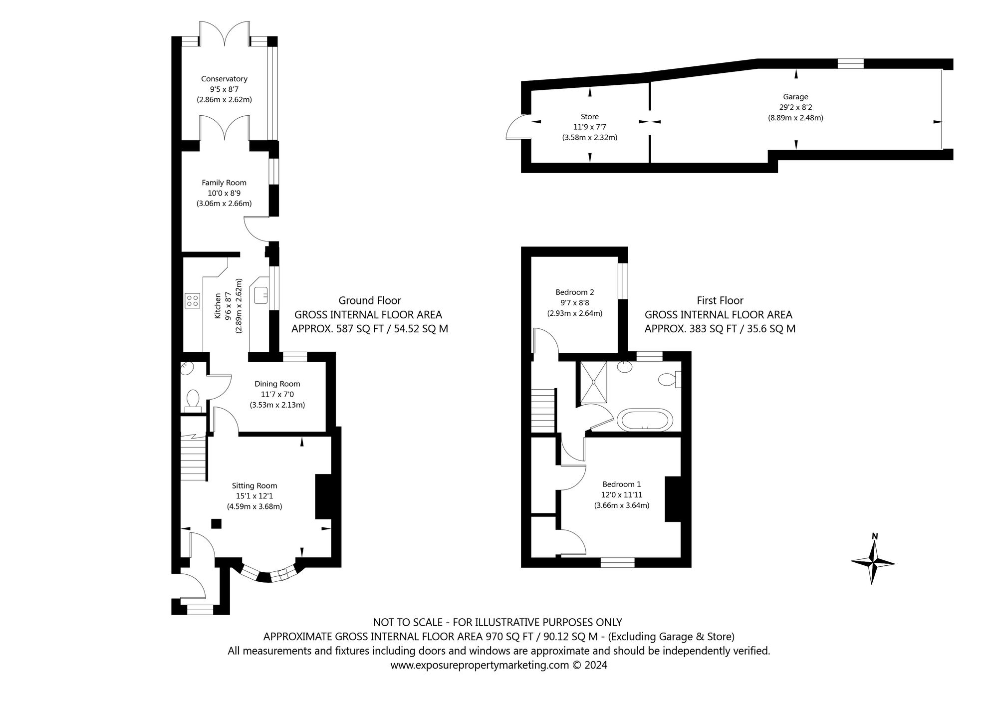 2 bed terraced house for sale in Main Street, York - Property floorplan