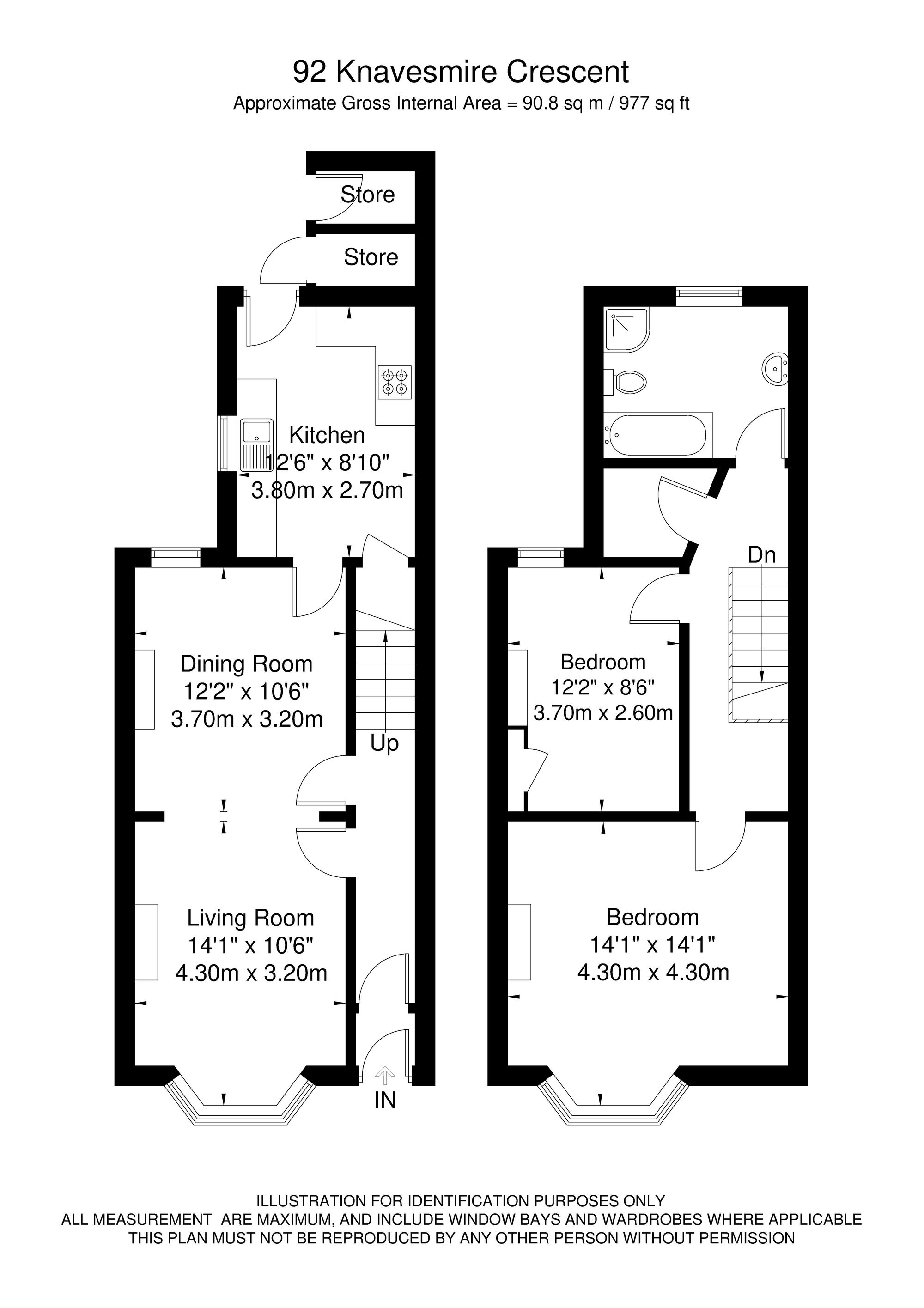 2 bed mid-terraced house for sale in Knavesmire Crescent, York - Property floorplan