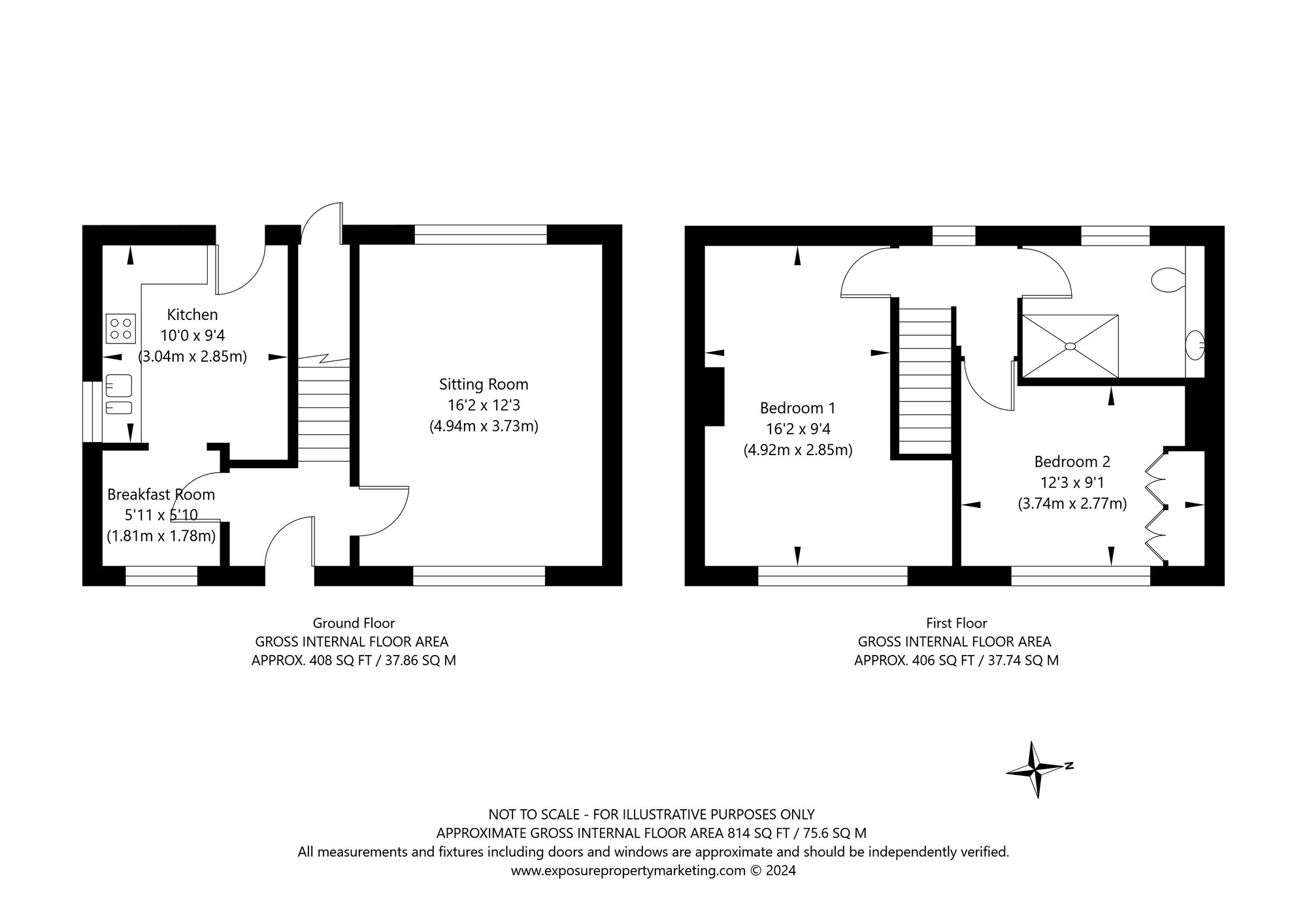 2 bed terraced house for sale in Clifford Road, Wetherby - Property floorplan