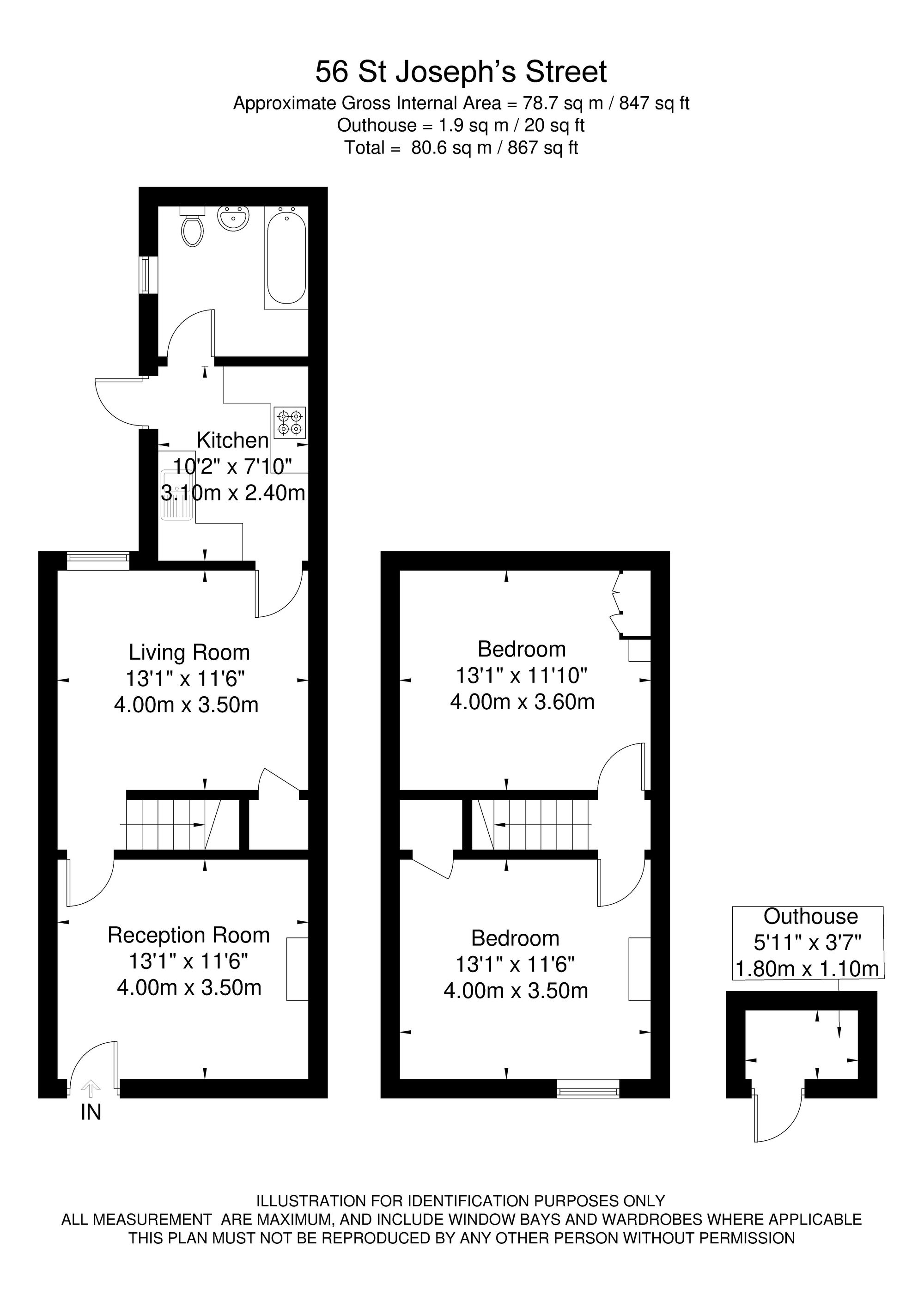 2 bed mid-terraced house for sale in St. Joseph's Street, Tadcaster - Property floorplan