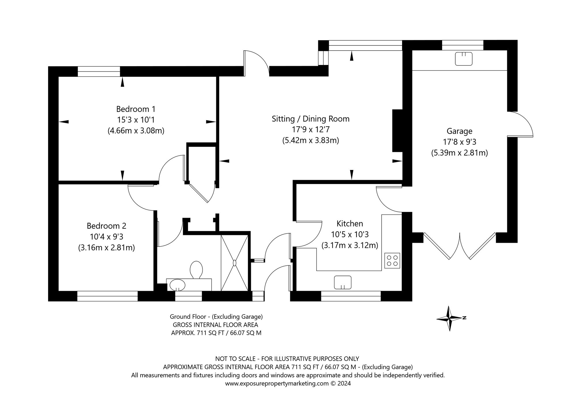 2 bed detached bungalow for sale in Main Street, York - Property floorplan