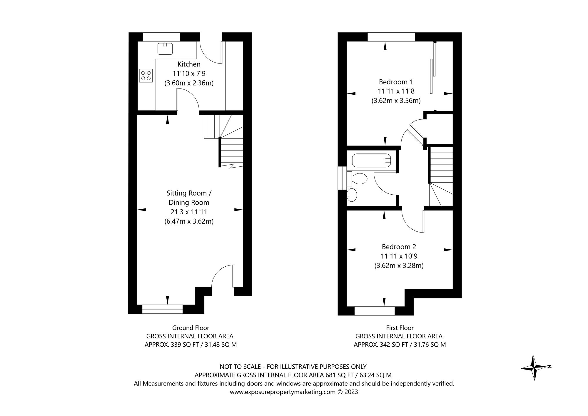 2 bed semi-detached house for sale in Parkland Drive, Tadcaster - Property floorplan