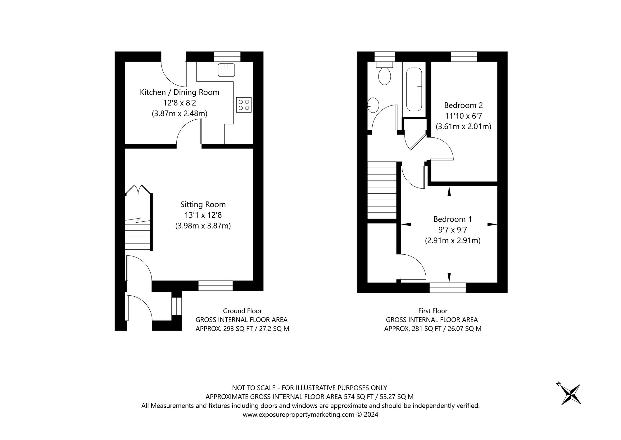 2 bed terraced house for sale in Fairfield Road, Tadcaster - Property floorplan