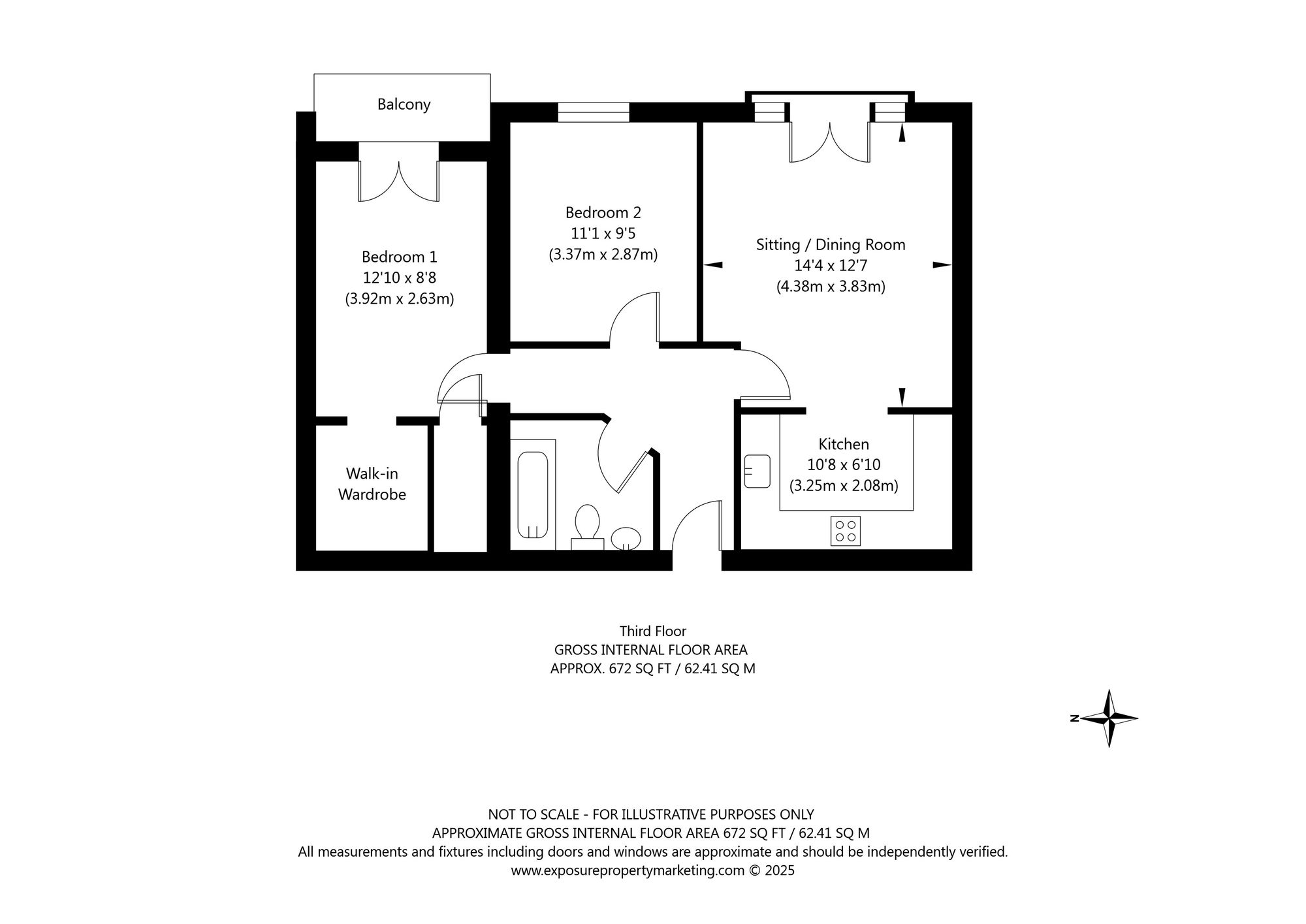 2 bed flat for sale in Piccadilly, York - Property floorplan