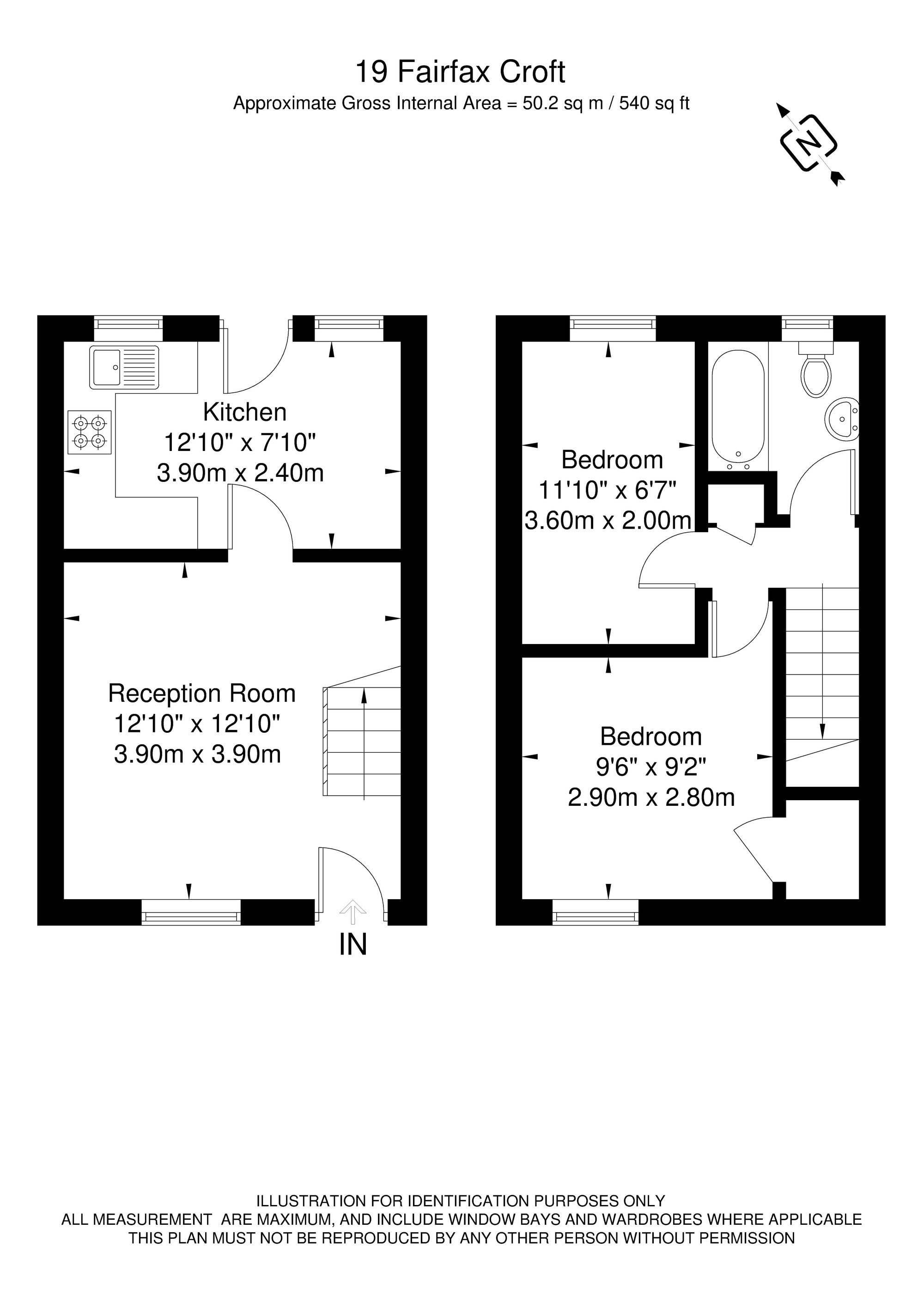 2 bed mid-terraced house for sale in Fairfax Croft, York - Property floorplan