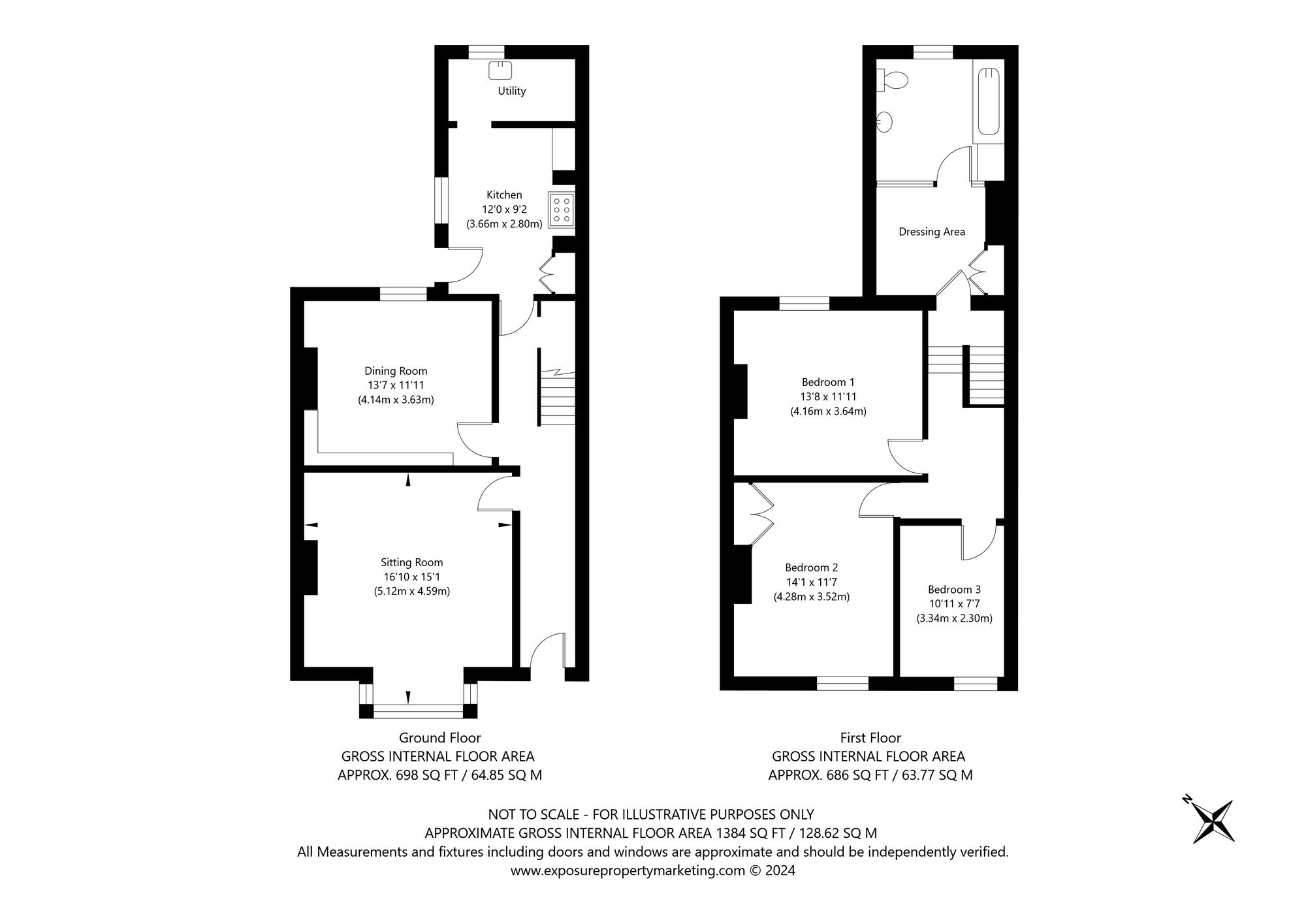 3 bed mid-terraced house for sale in Wetherby Road, Tadcaster - Property floorplan