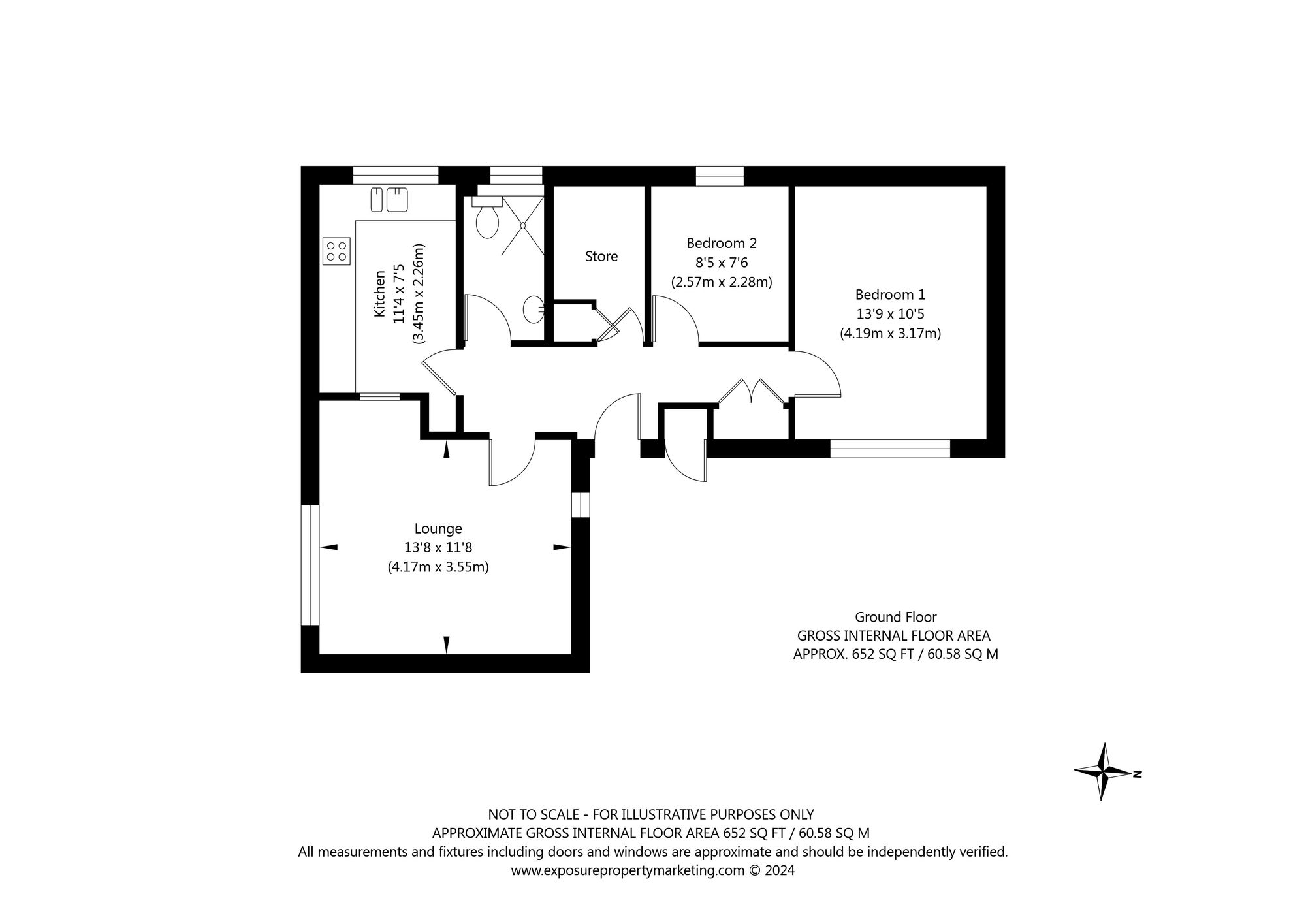 2 bed semi-detached bungalow for sale in Gardeners Close, York - Property floorplan