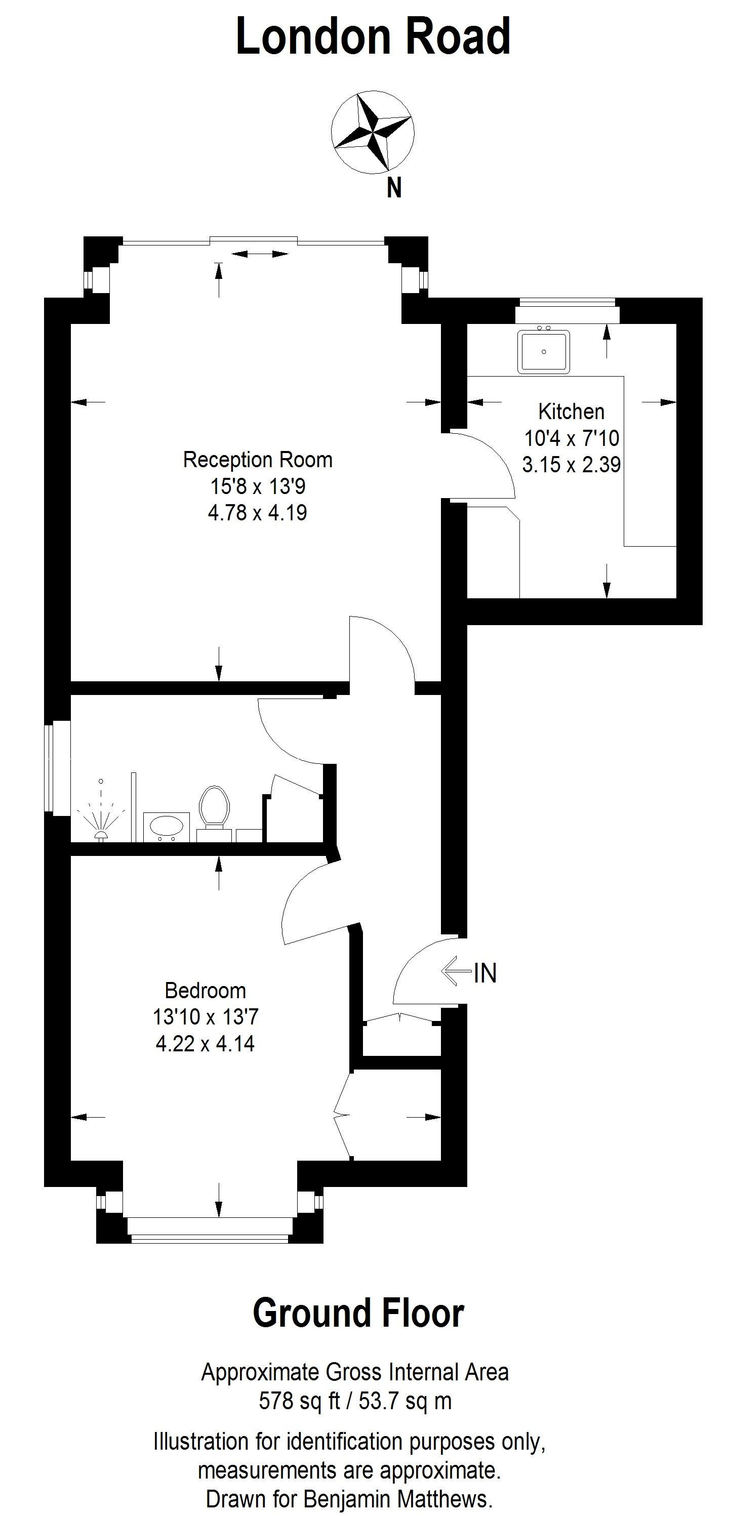 1 bed flat for sale in London Road, London - Property Floorplan