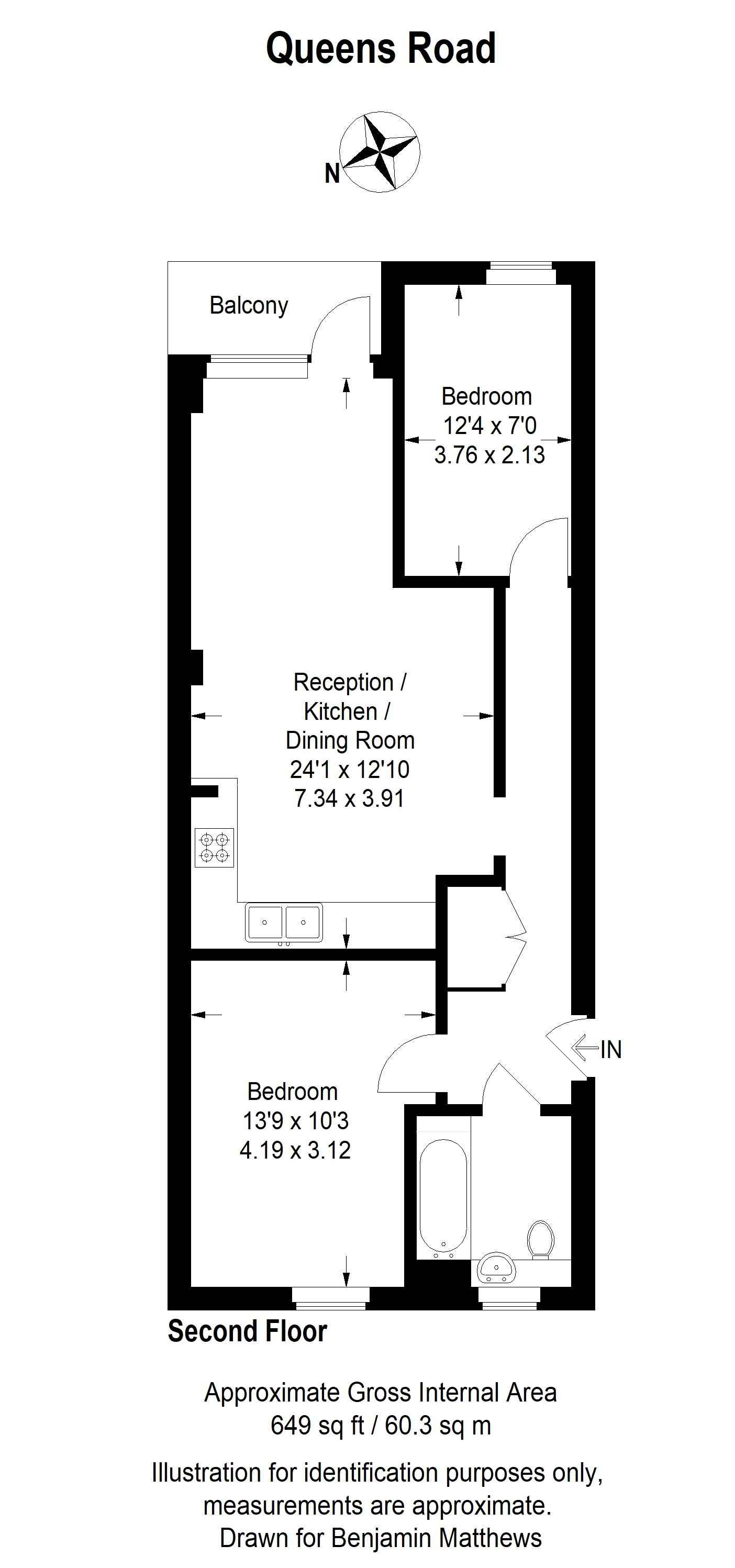 2 bed apartment for sale in Queens Road, London - Property Floorplan