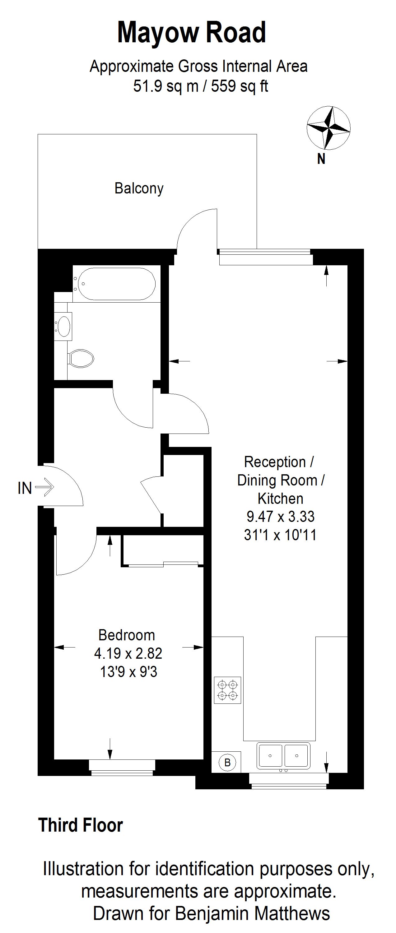 1 bed flat for sale in Mayow Road, Forest Hill - Property Floorplan